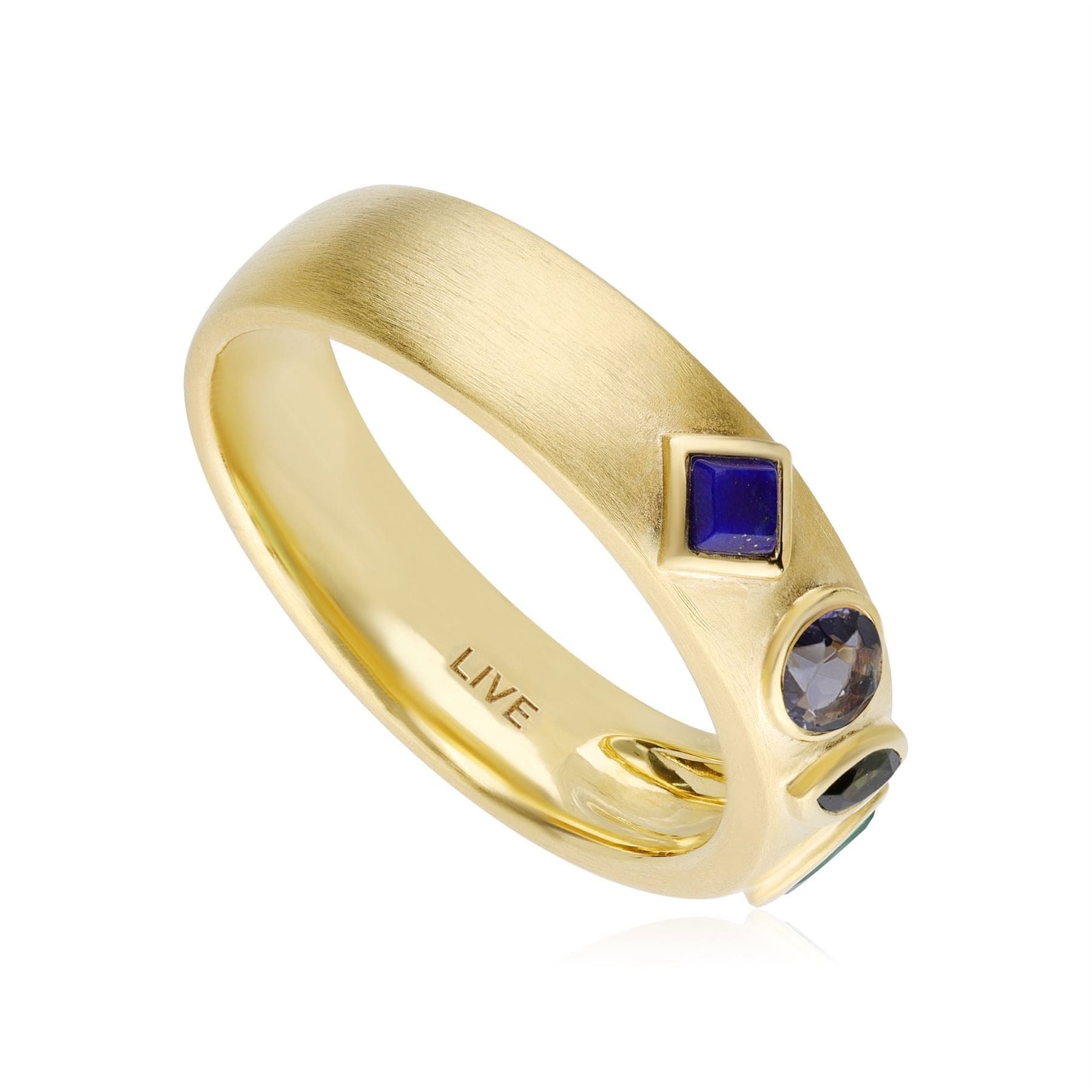 133R9634019 Coded Whispers Brushed Gold 'Live' Acrostic Gemstone Ring 6