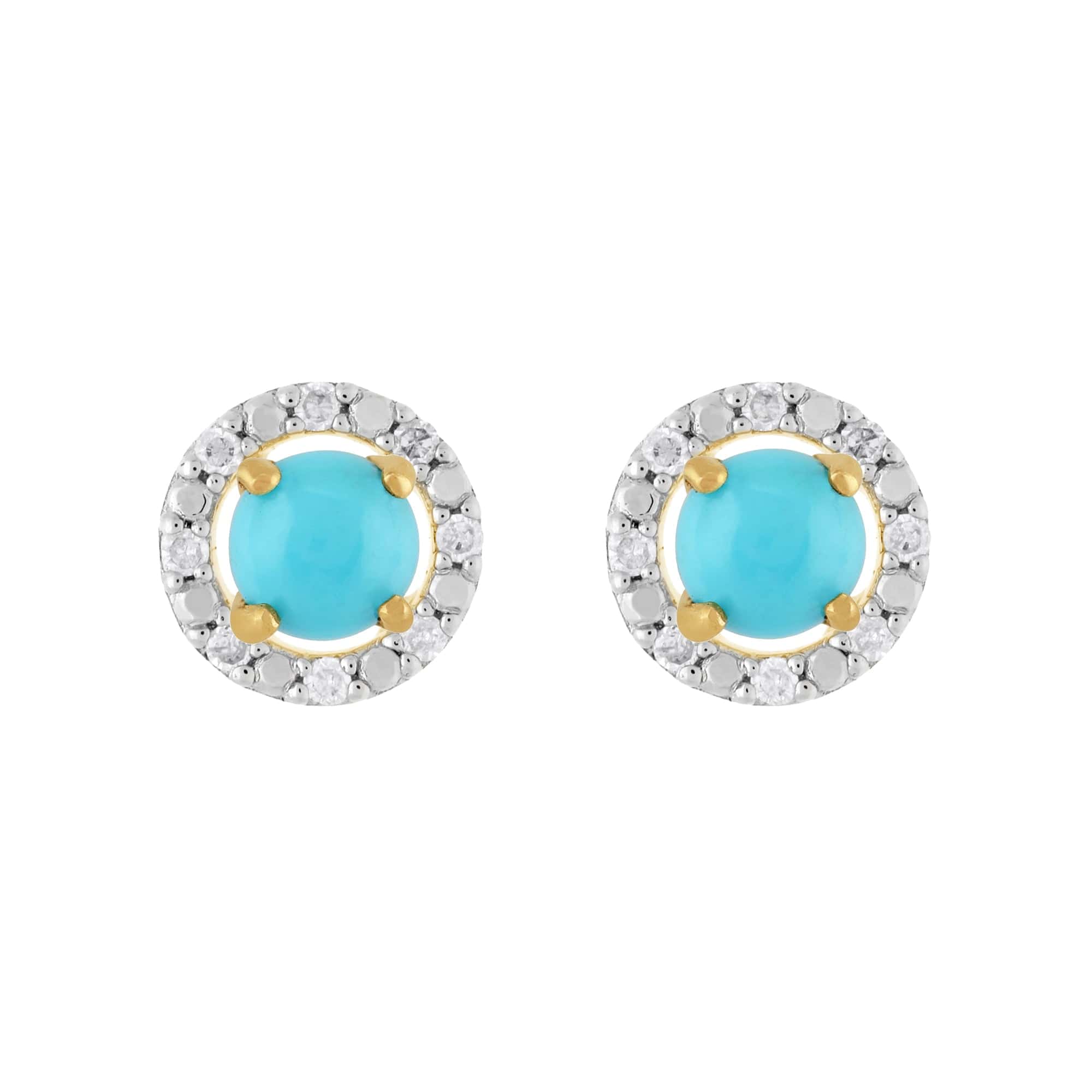 26945-191E0376019 Classic Round Turquoise Stud Earrings with Detachable Diamond Round Earrings Jacket Set in 9ct Yellow Gold 1