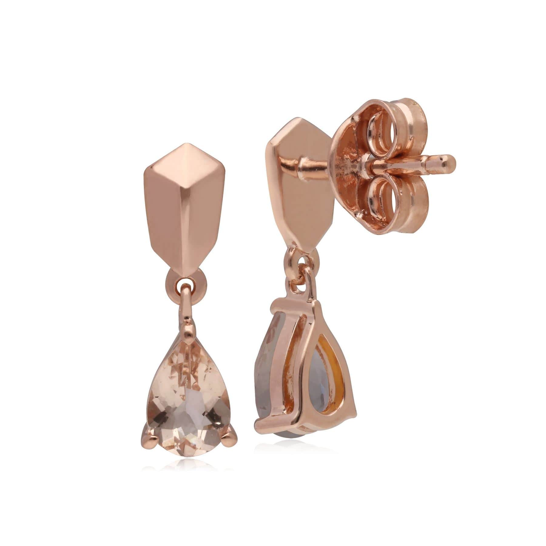 270E029305925 Micro Statement Morganite Earrings in Rose Gold Plated Silver 2