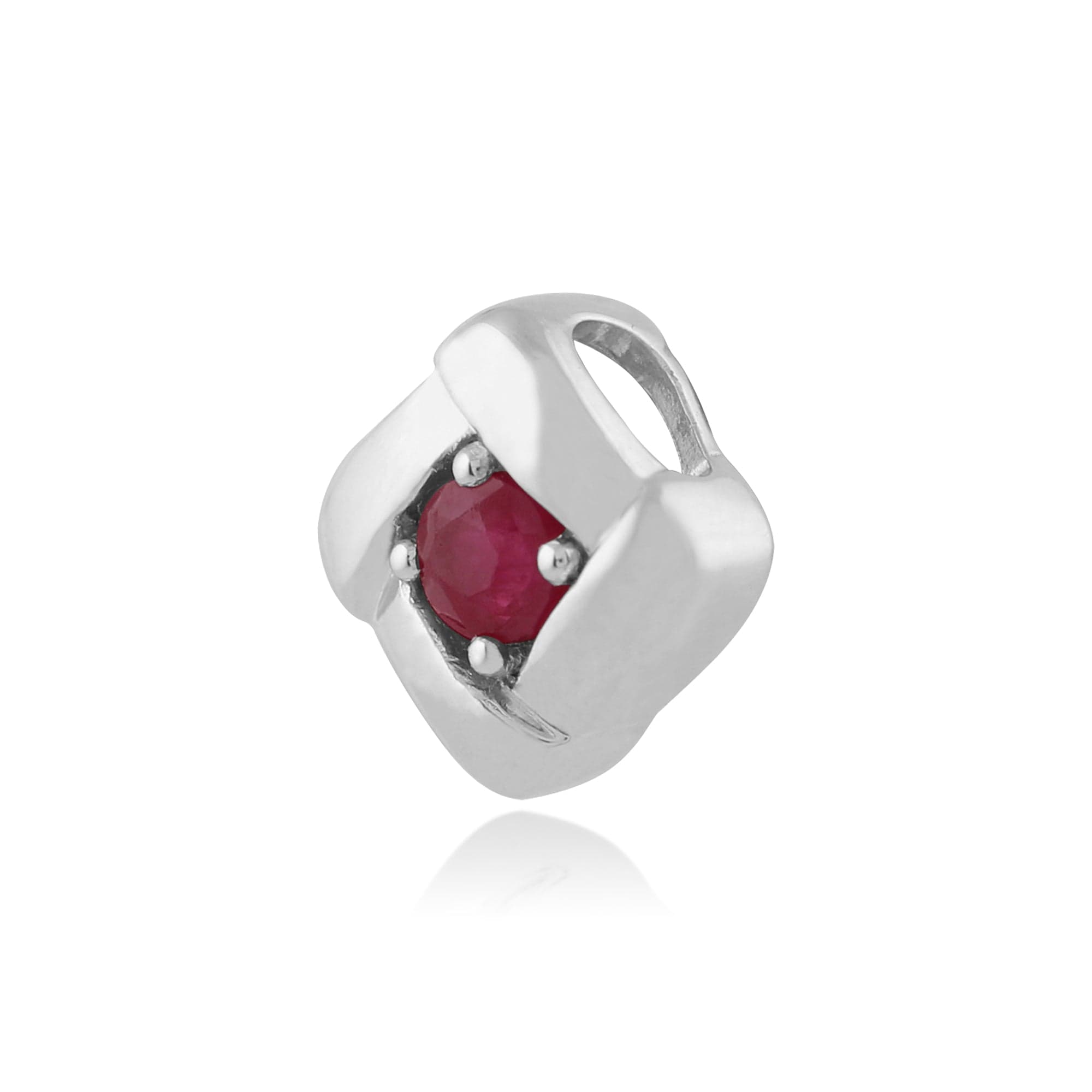 270P021401925 Classic Round Ruby Single Stone Square Crossover Pendant in 925 Sterling Silver 2