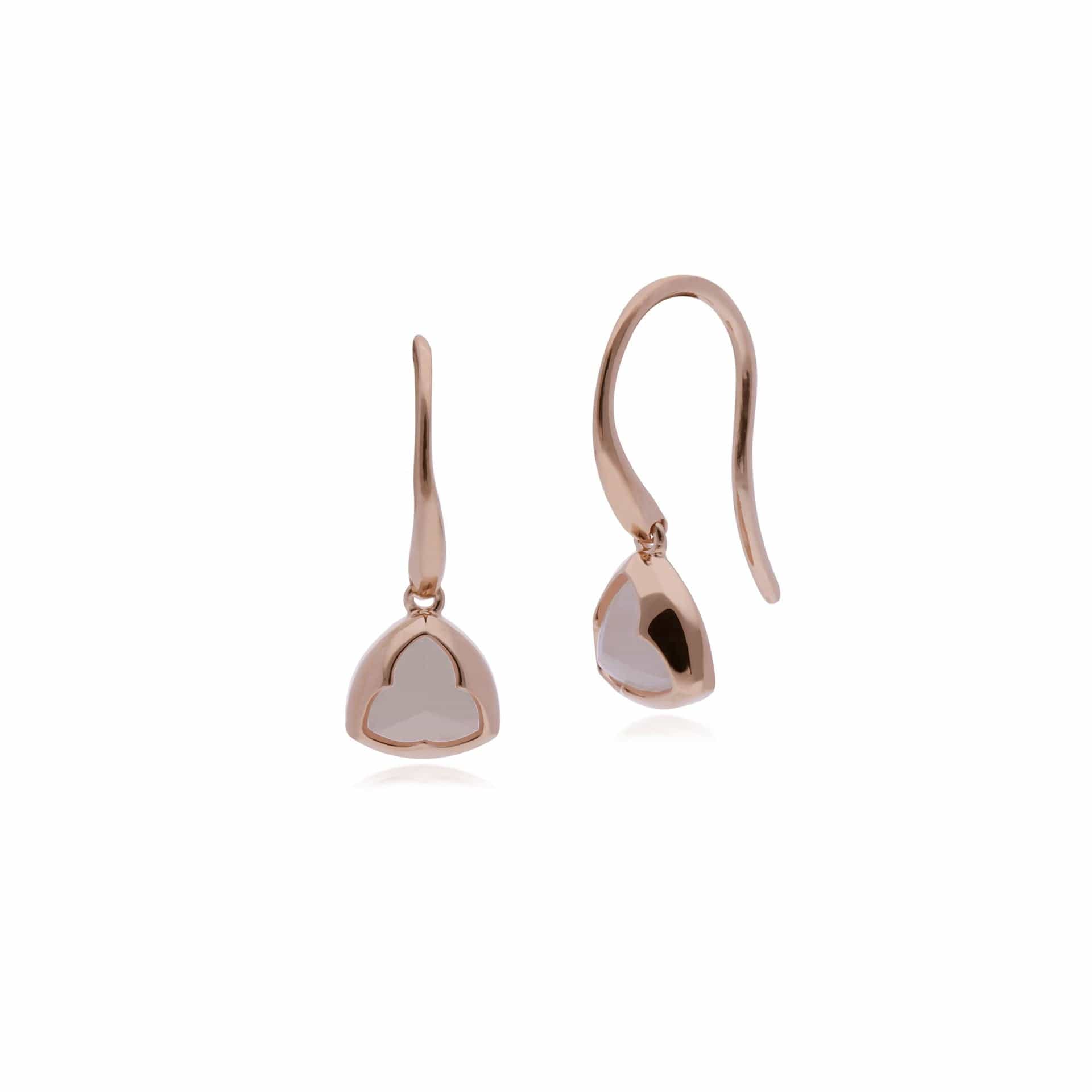 270E023401925SAM Gemondo Rose Plated Sterling Silver Prism Rose Quartz Small Drop Earrings 1