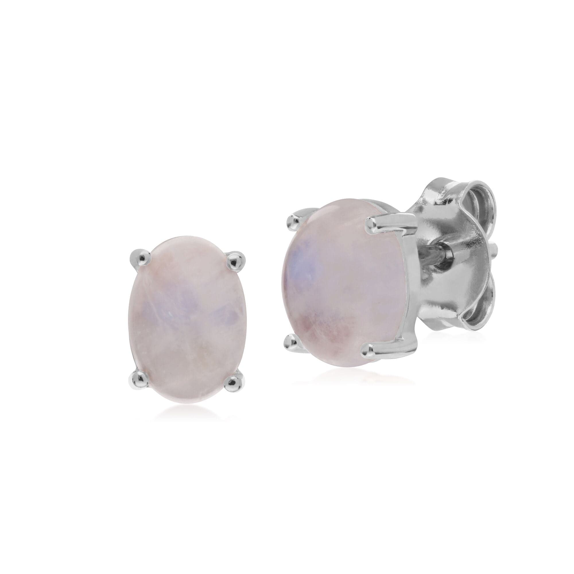 270E023905925-270P023805925 Classic Oval Rainbow Moonstone Stud Earrings & Pendant Set in 925 Sterling Silver 2