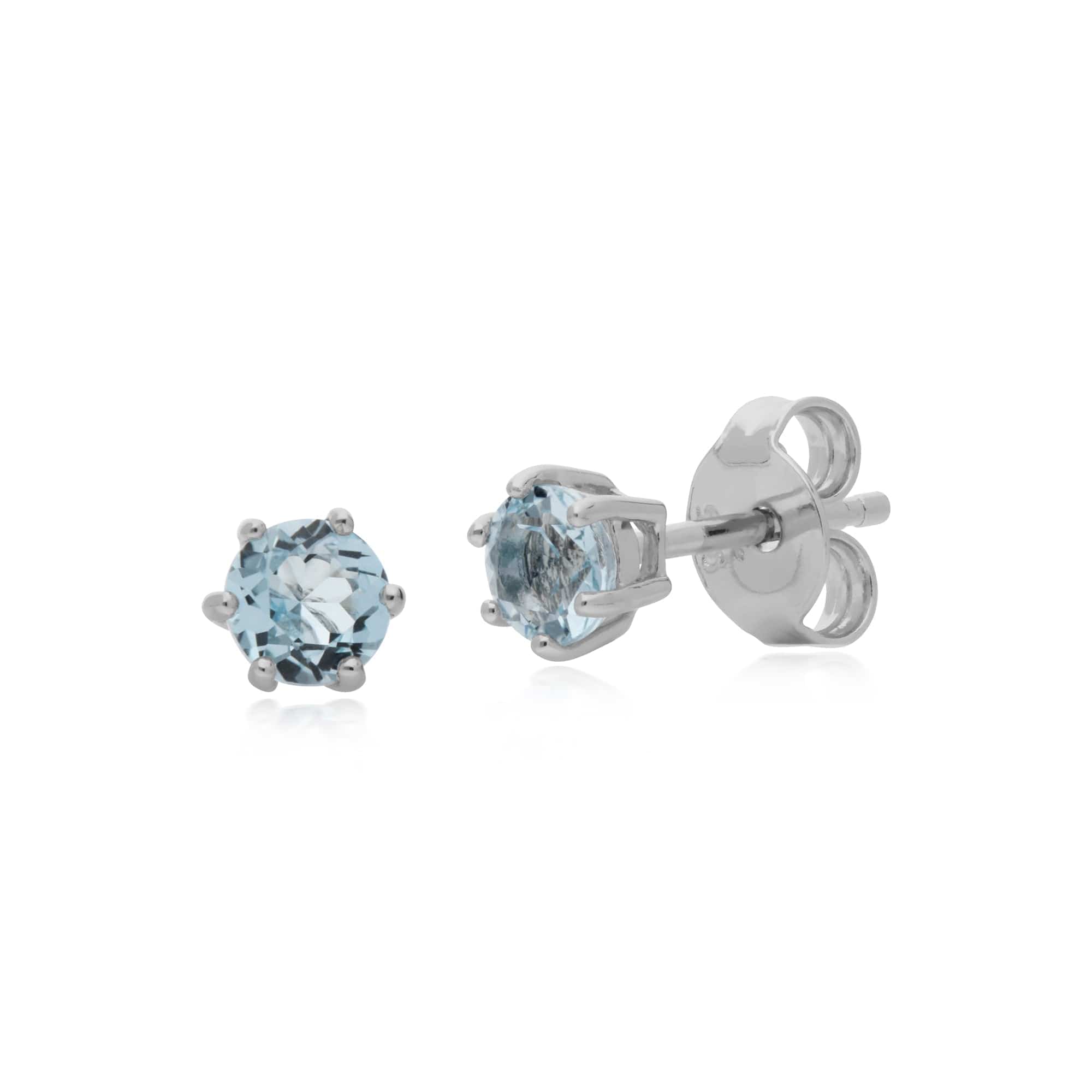 270E025101925-270L010801925 Classic Round Blue Topaz Stud Earrings & Bracelet Set in 925 Sterling Silver 2