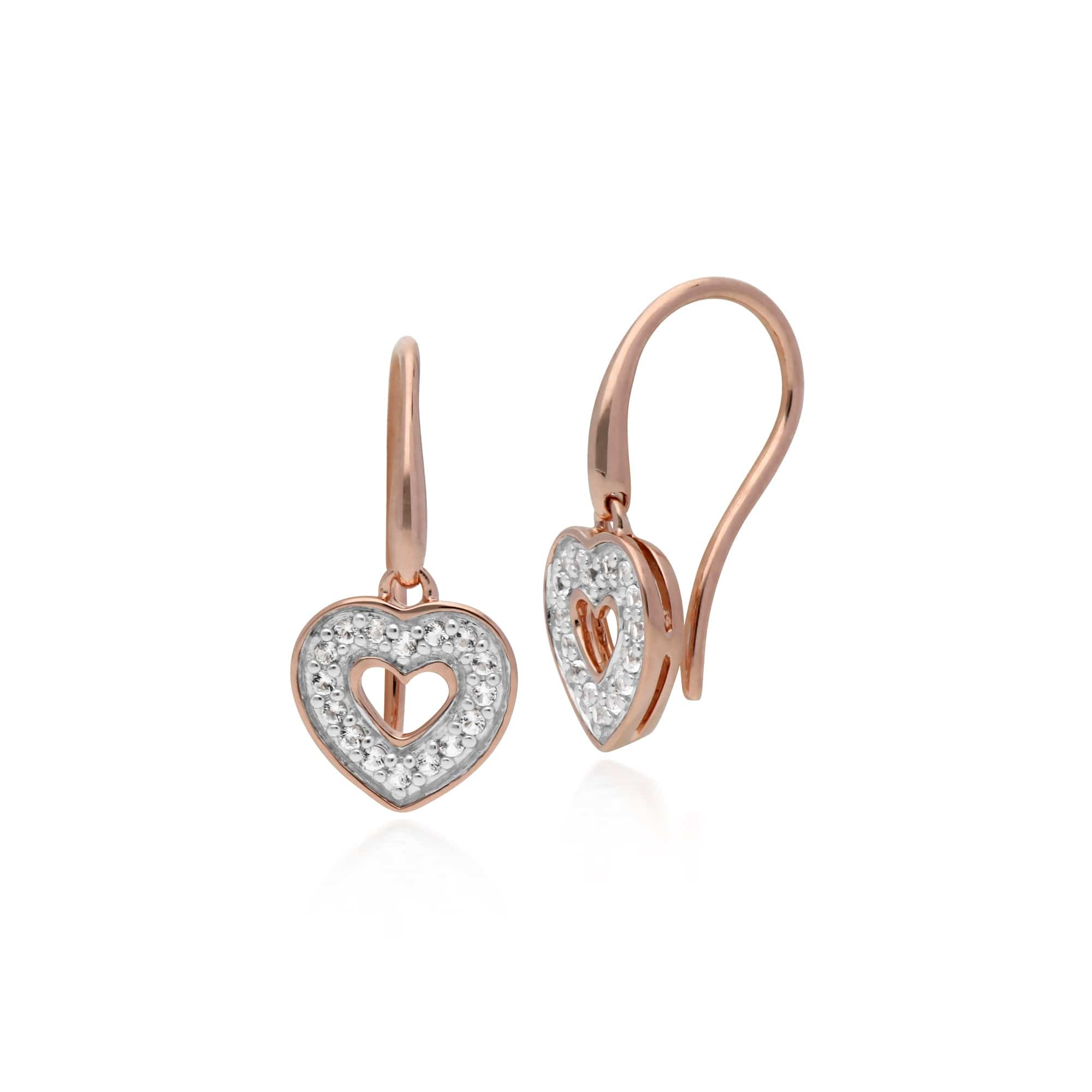 270E025401925 Gemondo Rose Gold Plated Sterling Silver Clear Topaz Heart Earrings 1