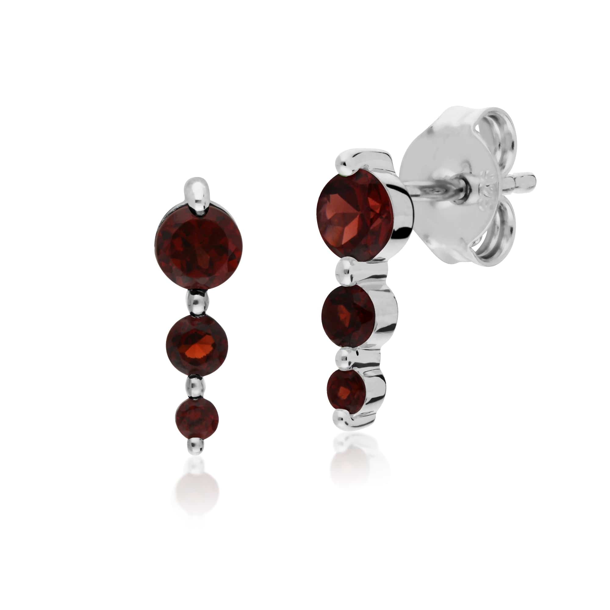 270E025502925-270R055902925 Classic Round Garnet Three Stone Earrings & Five Stone Ring Set in 925 Sterling Silver 2