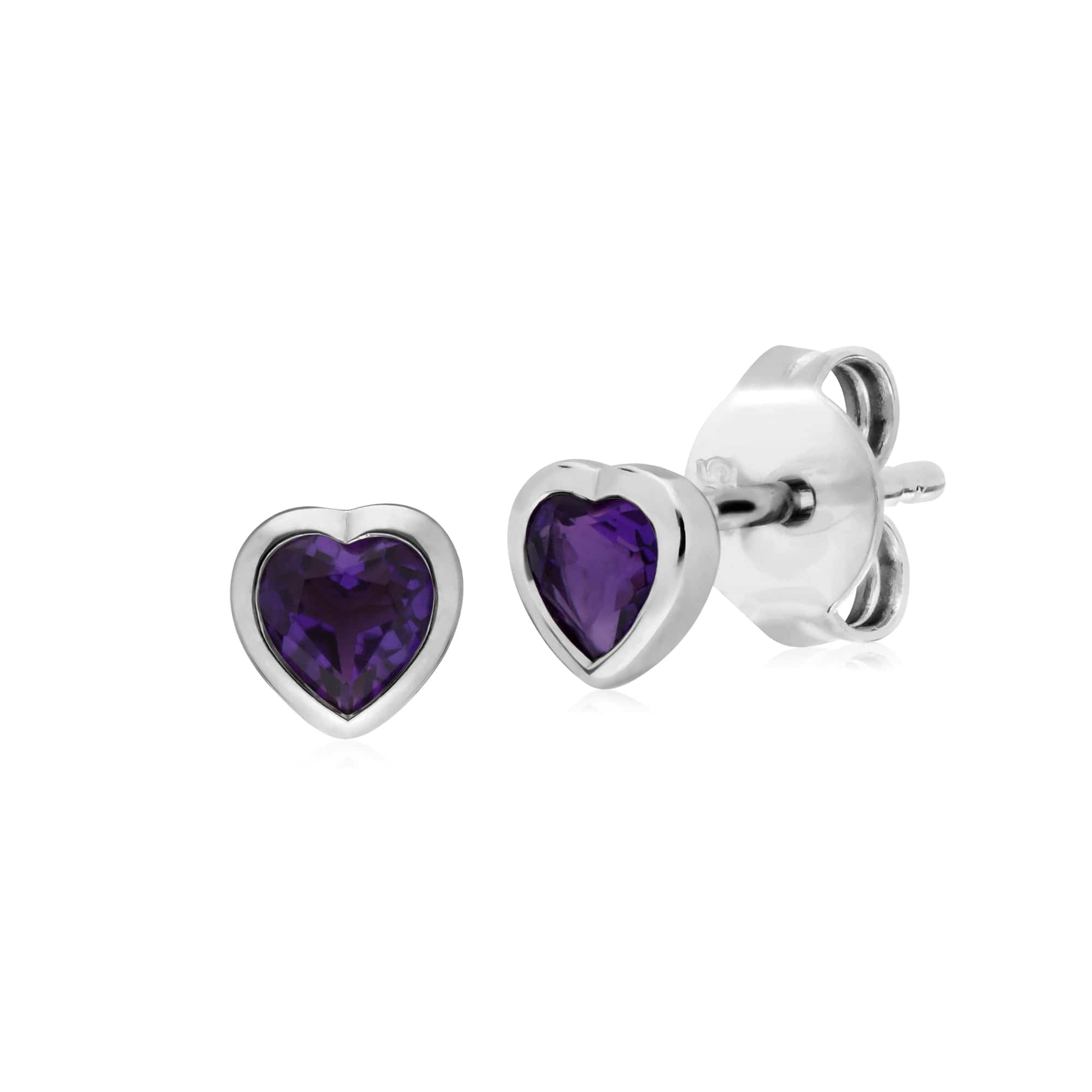270E026101925-270P028701925 Classic Heart Amethyst Stud Earrings & Pendant Set in 925 Sterling Silver 2