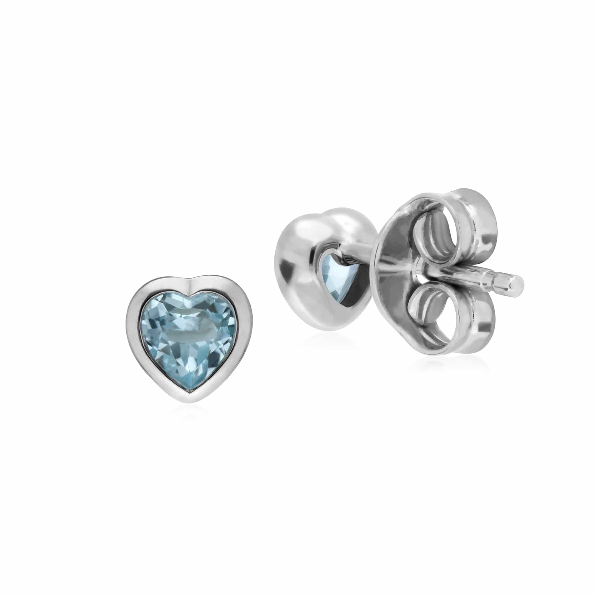 270E026102925 Essential Heart Shaped Blue Topaz Stud Earrings in 925 Sterling Silver 4.5mm 2