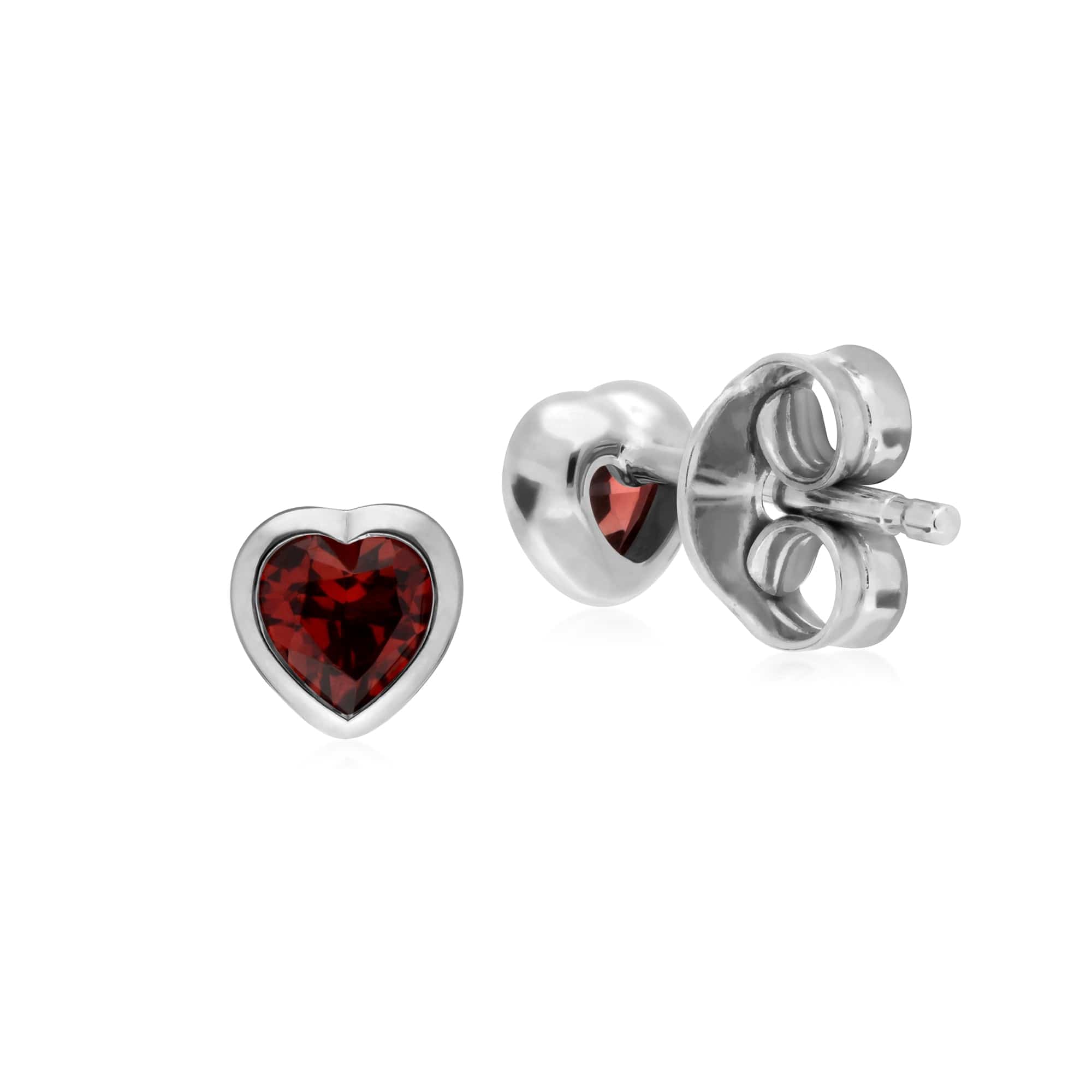270E026103925 Essential Heart Shaped Garnet Stud Earrings in 925 Sterling Silver 4.5mm 3