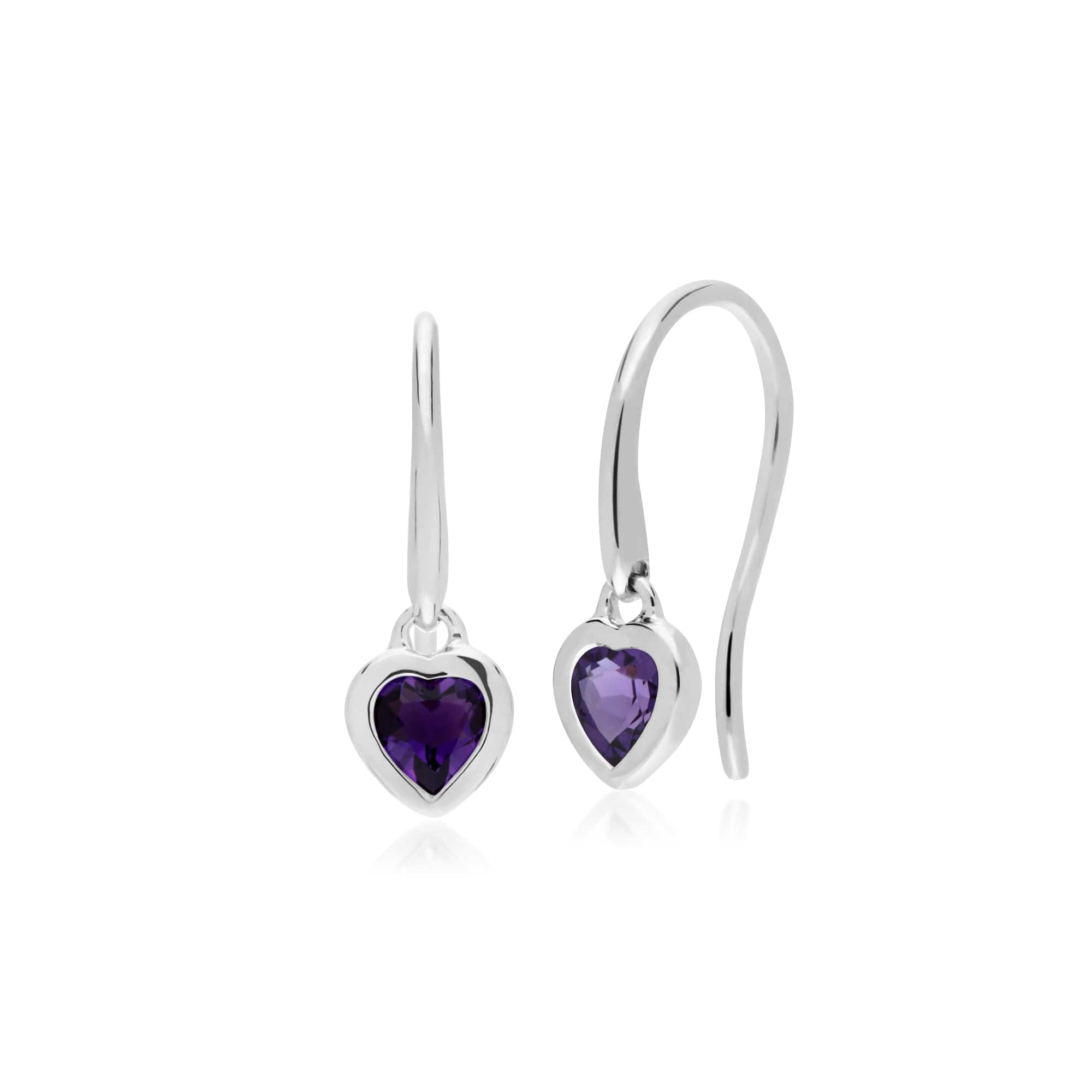 270E026201925 Essential Heart Shaped Amethyst Drop Earrings in 925 Sterling Silver 1