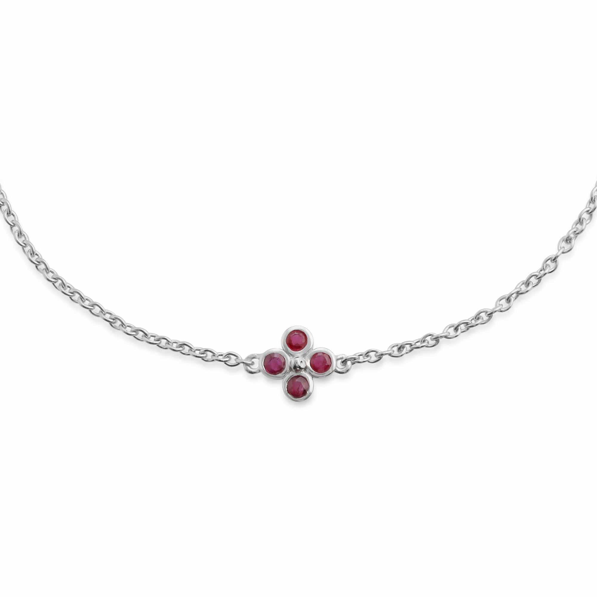 Floral Ruby Clover Pendant & Bracelet Set Image 2
