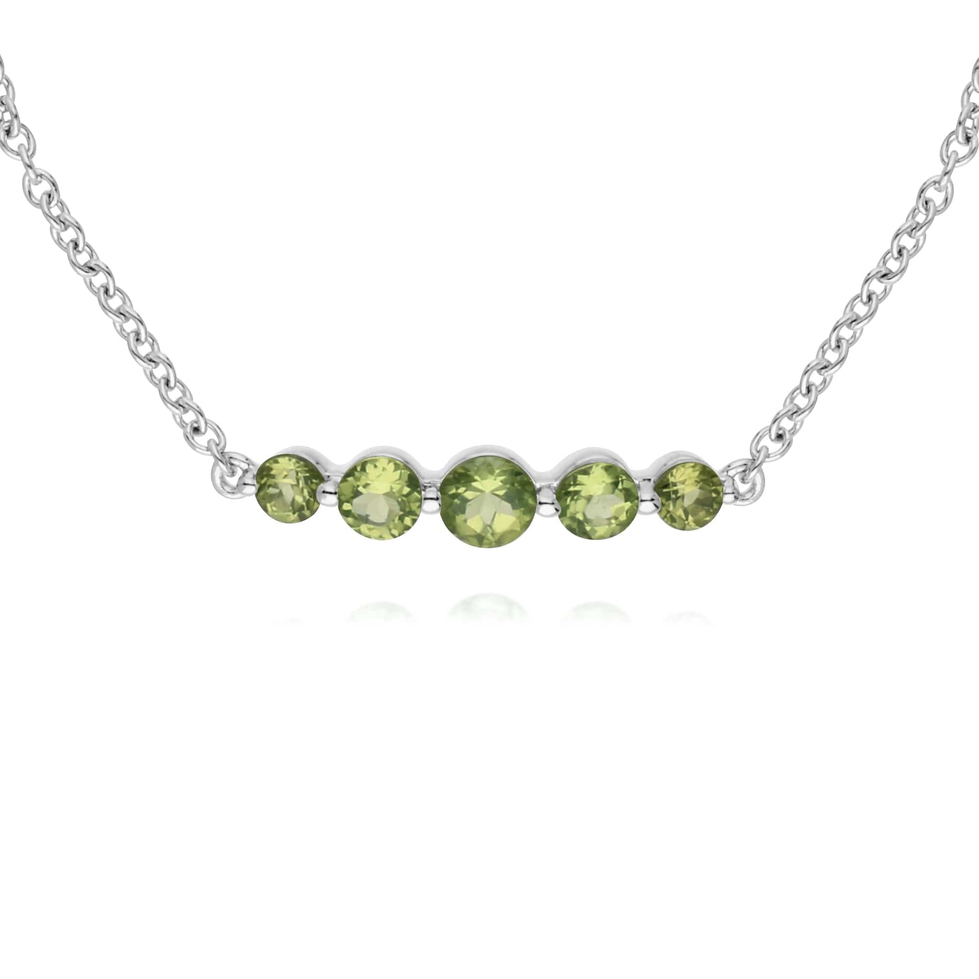 270L011004925 Classic Round Peridot 5 Stone Gradient Bracelet in 925 Sterling Silver 1