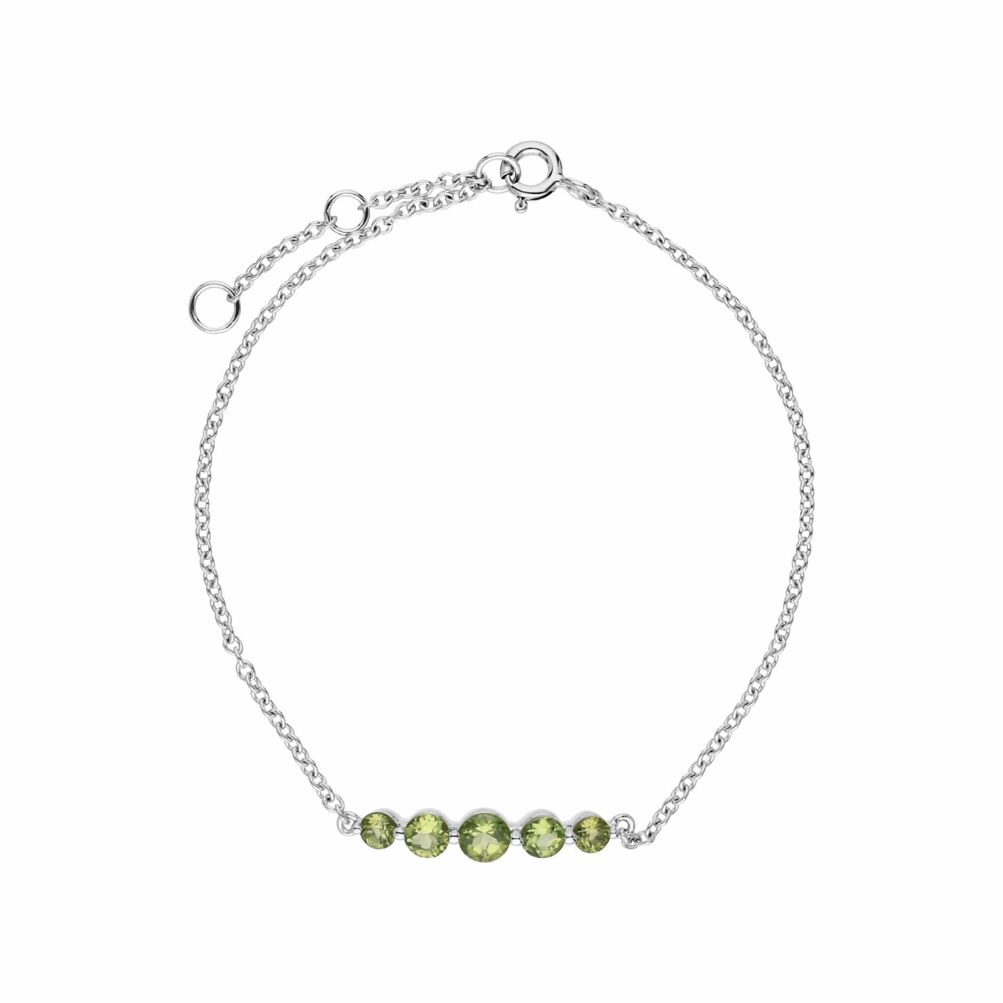 270L011004925 Classic Round Peridot 5 Stone Gradient Bracelet in 925 Sterling Silver 2