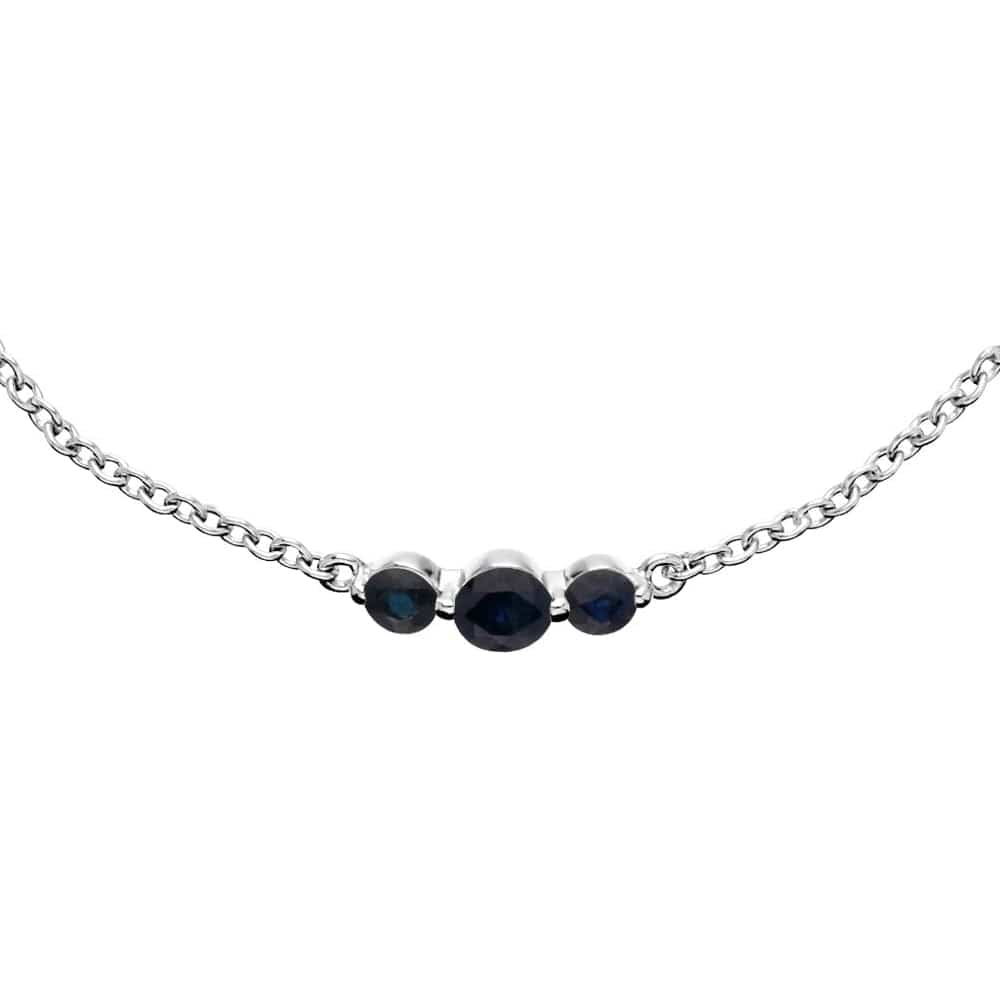 270L011106925 Classic Round Sapphire Three Stone Gradient Bracelet in Sterling Silver 2