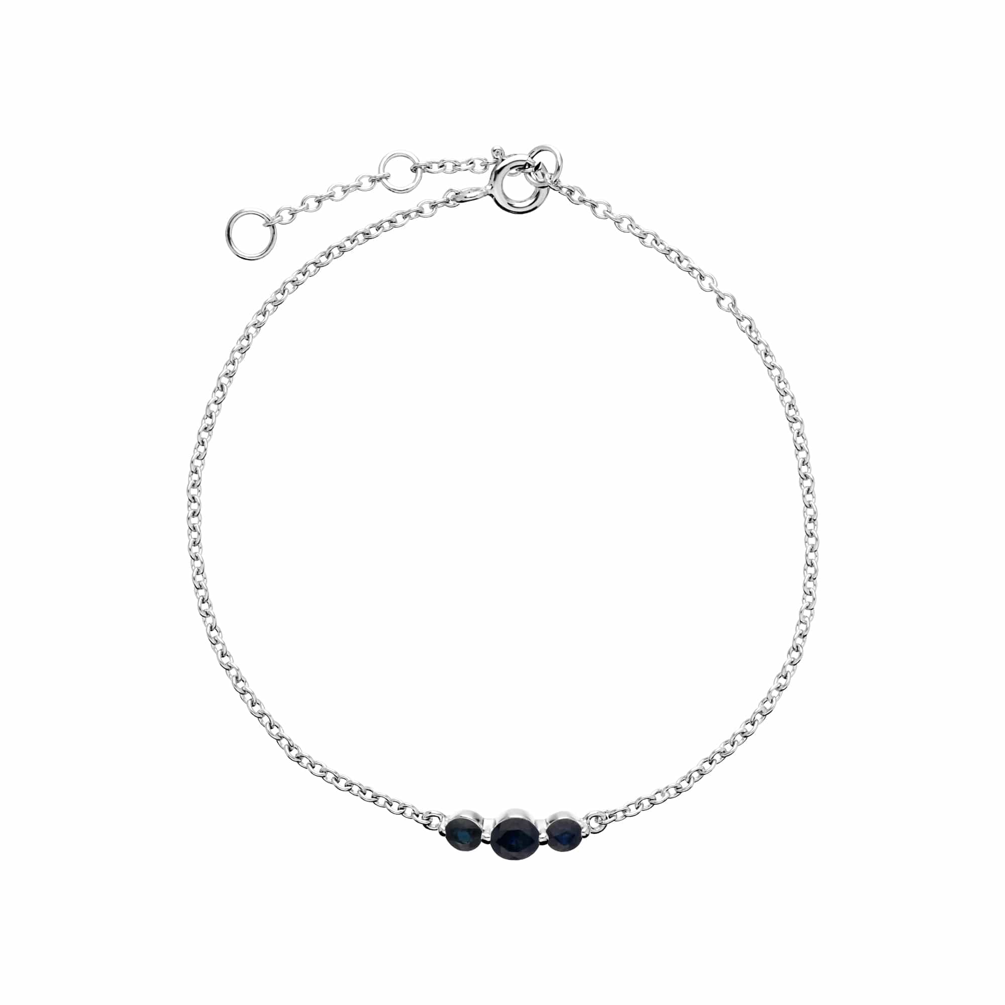 270L011106925 Classic Round Sapphire Three Stone Gradient Bracelet in Sterling Silver 1