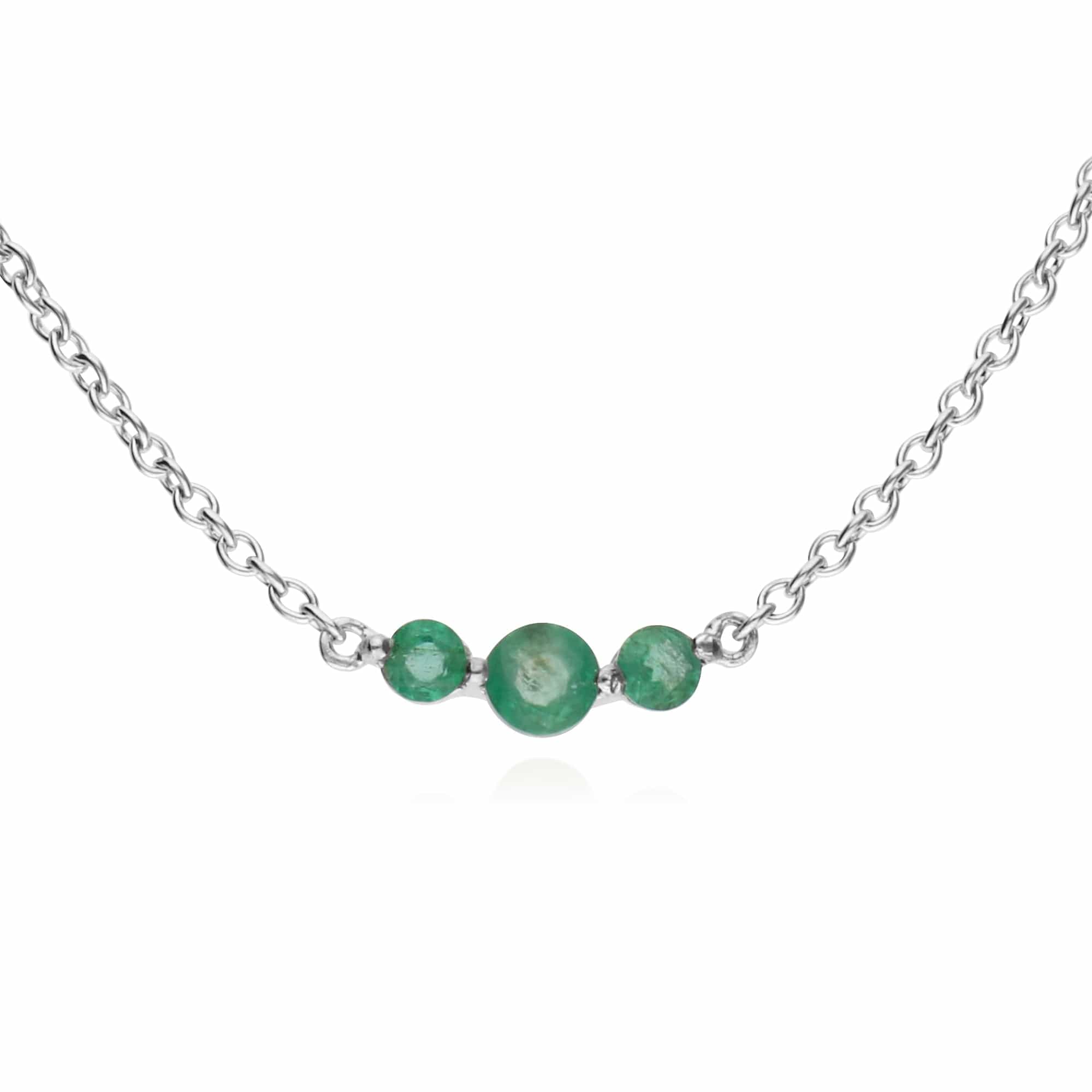 270N034207925 Classic Round Emerald 3 Stone Gradient Necklace in 925 Sterling Silver 1