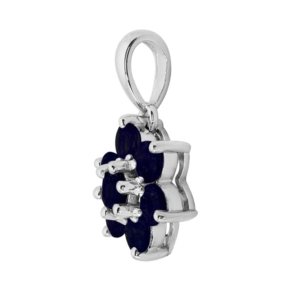270P016906925 Floral Round Sapphire Cluster Pendant in 925 Sterling Silver 2