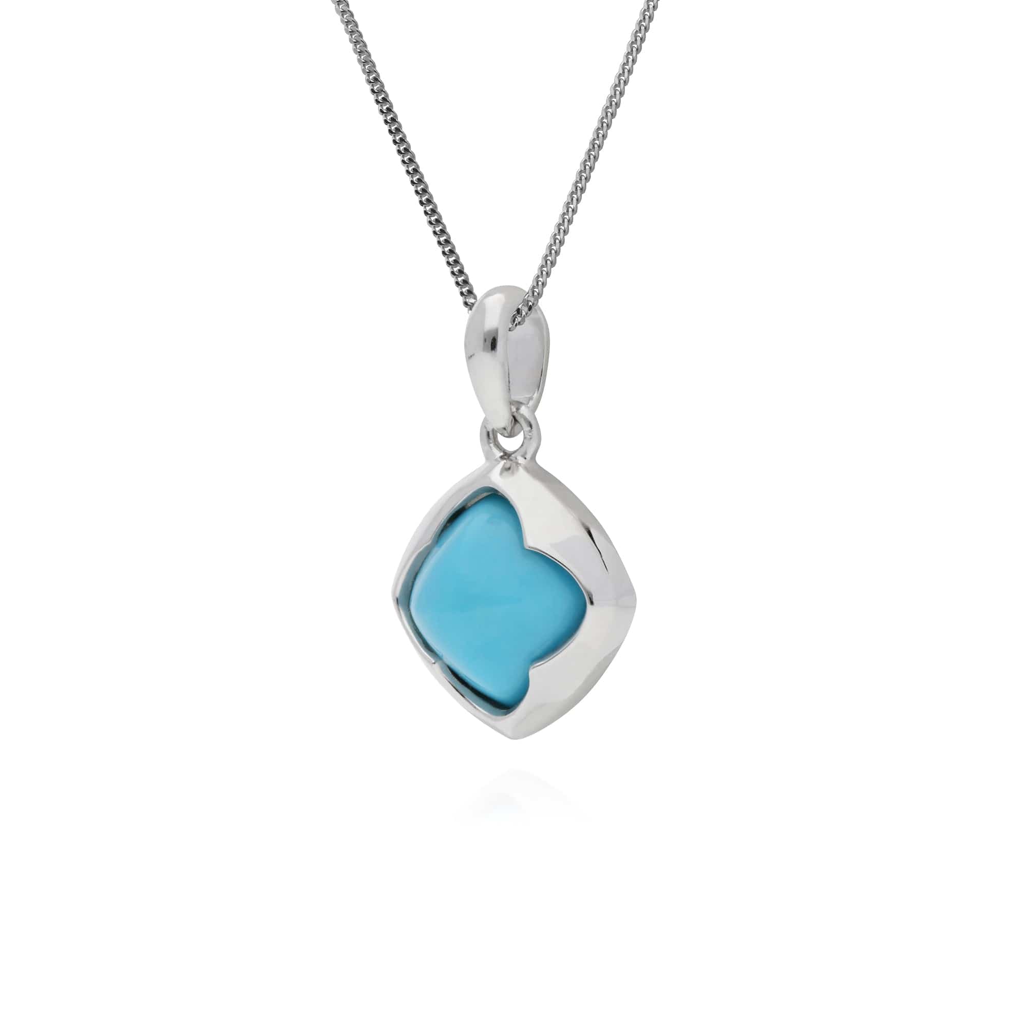 270P024901925 Gemondo Sterling Silver Cushion Turquoise Pendant on 45cm Chain 2