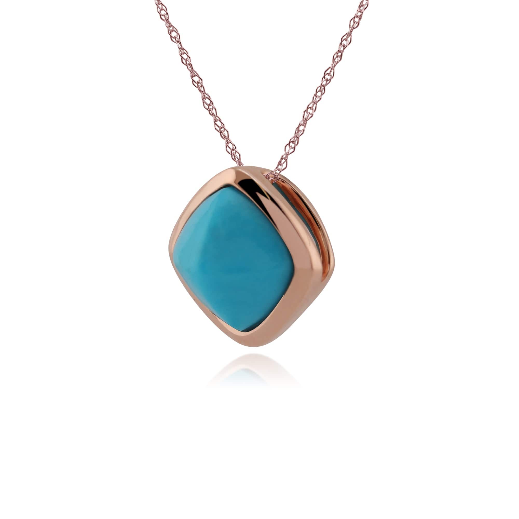 270P023601925 Rose Gold Plated Sterling Silver Cushion Turquoise 7mm Pendant on 45cm Chain 2
