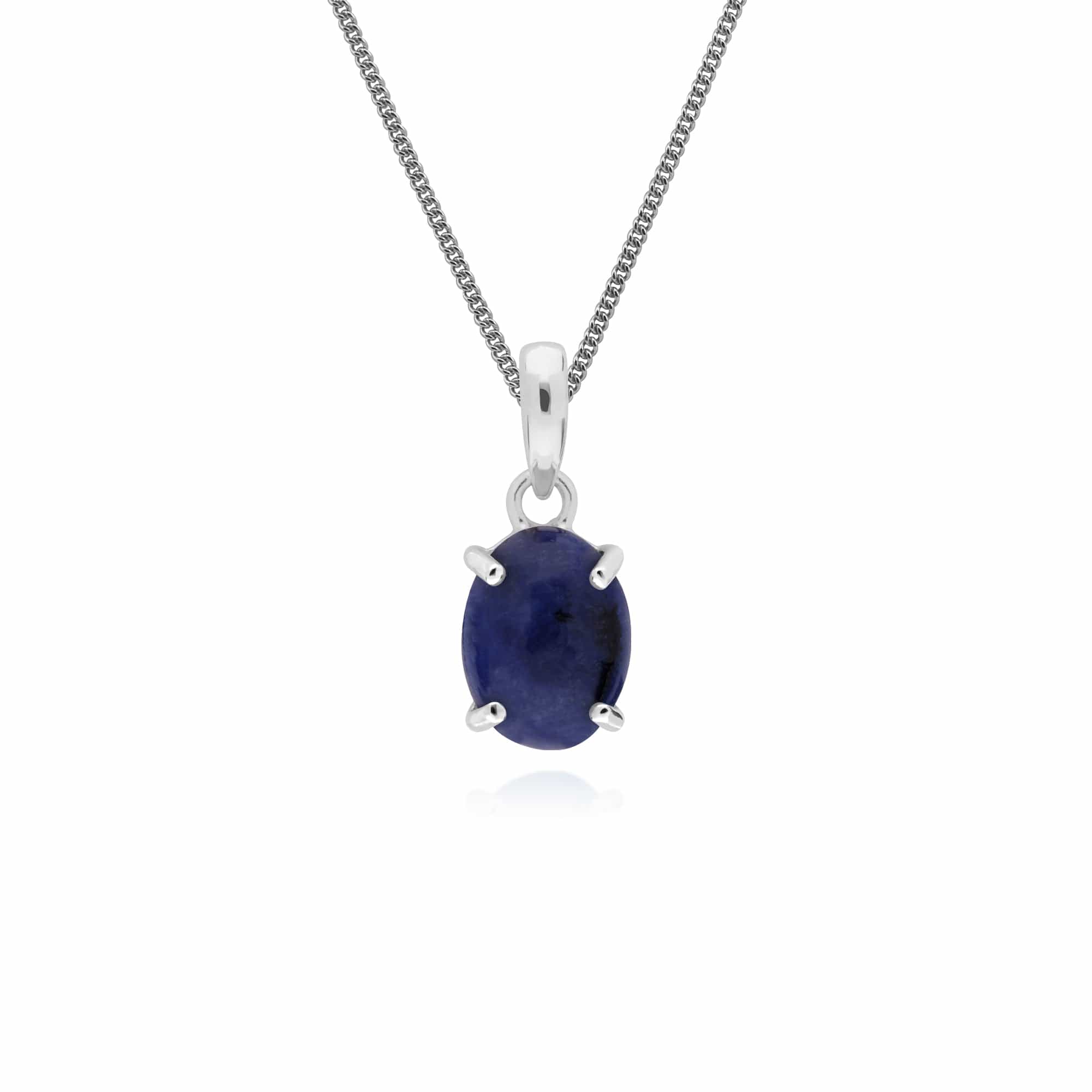 270P023807925 Classic Oval Sodalite Pendant in 925 Sterling Silver 1