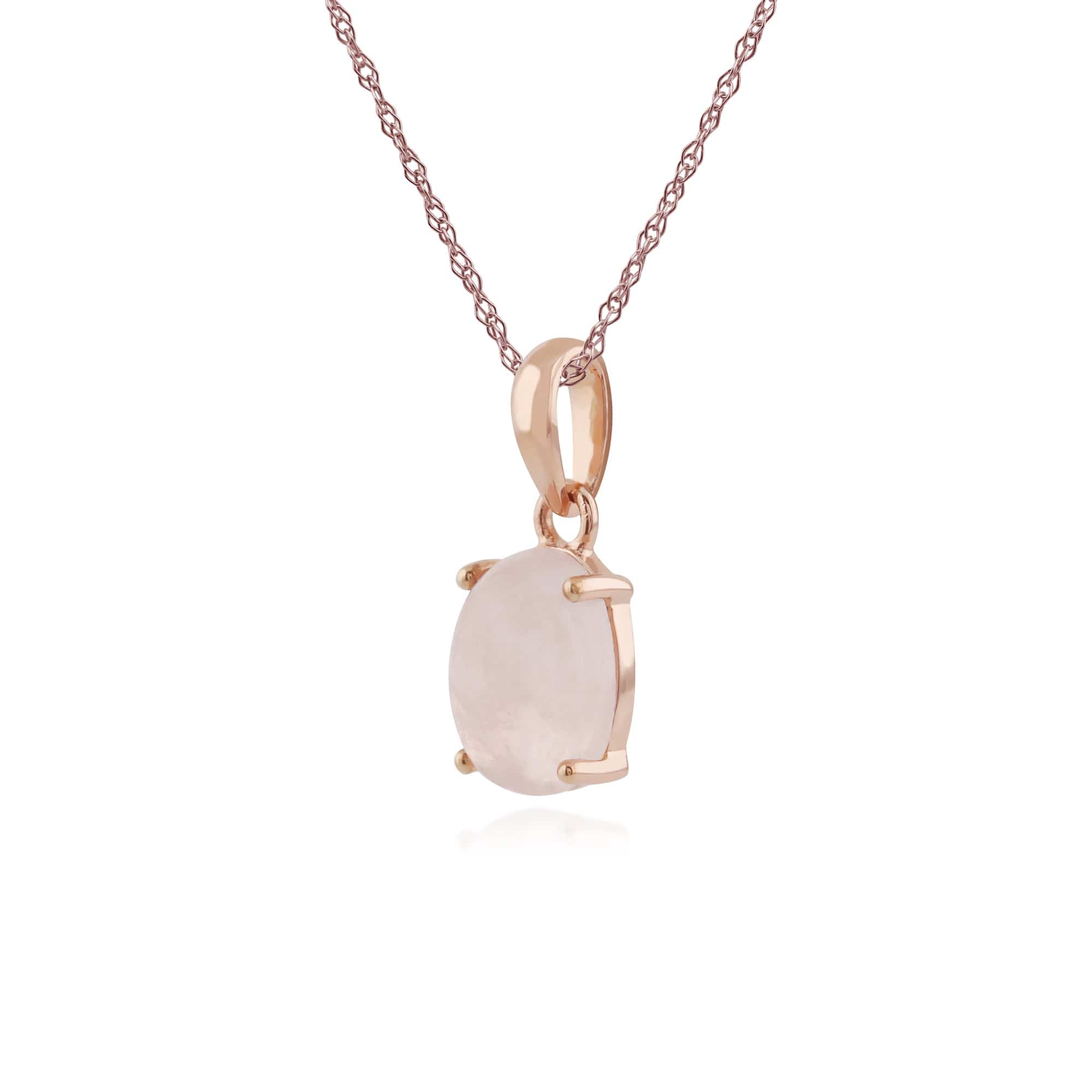 270P023901925 Classic Oval Milky Morganite Pendant in Rose Gold Plated Silver 2