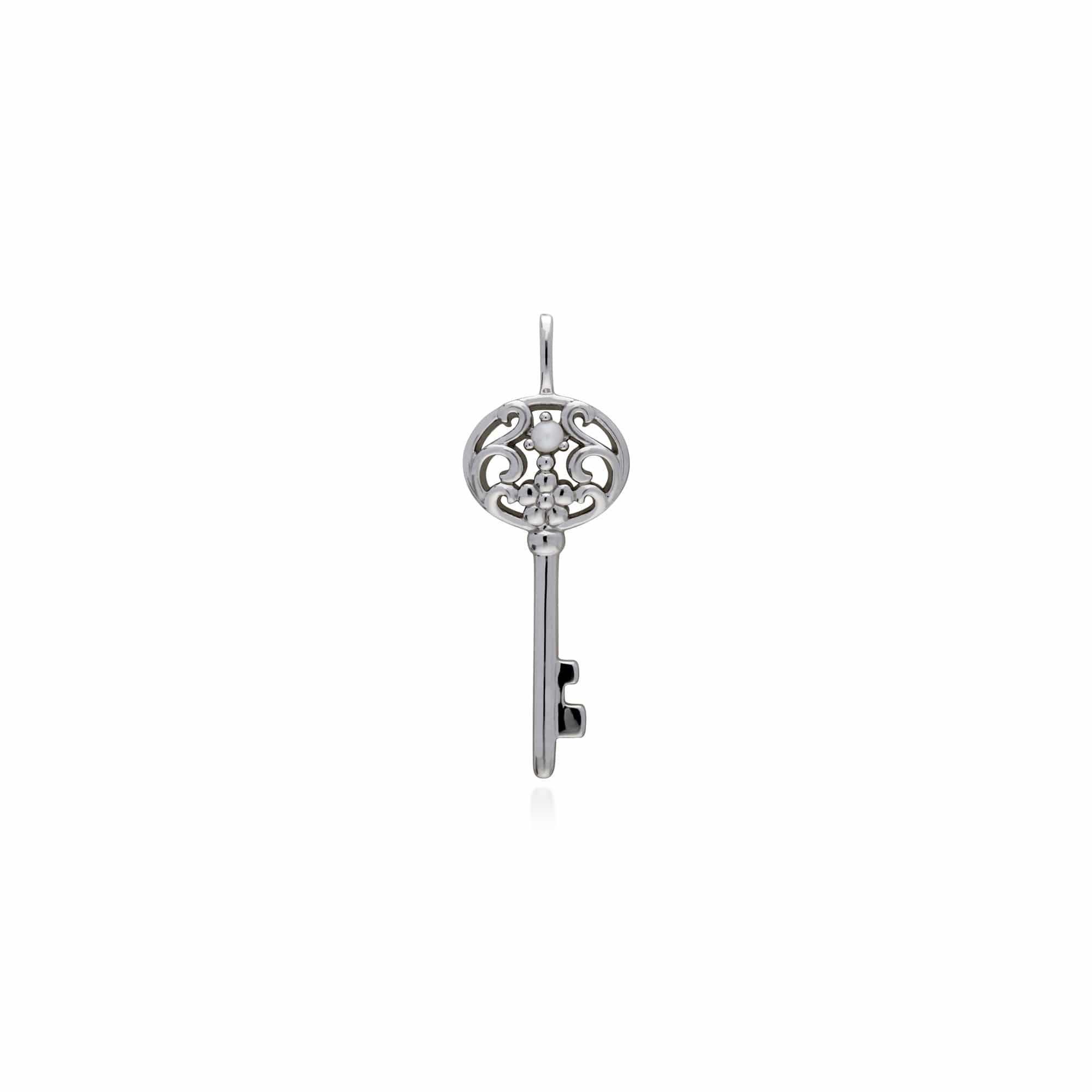 270P026201925-270P026601925 Classic Swirl Heart Lock Pendant & Pearl Big Key Charm in 925 Sterling Silver 2