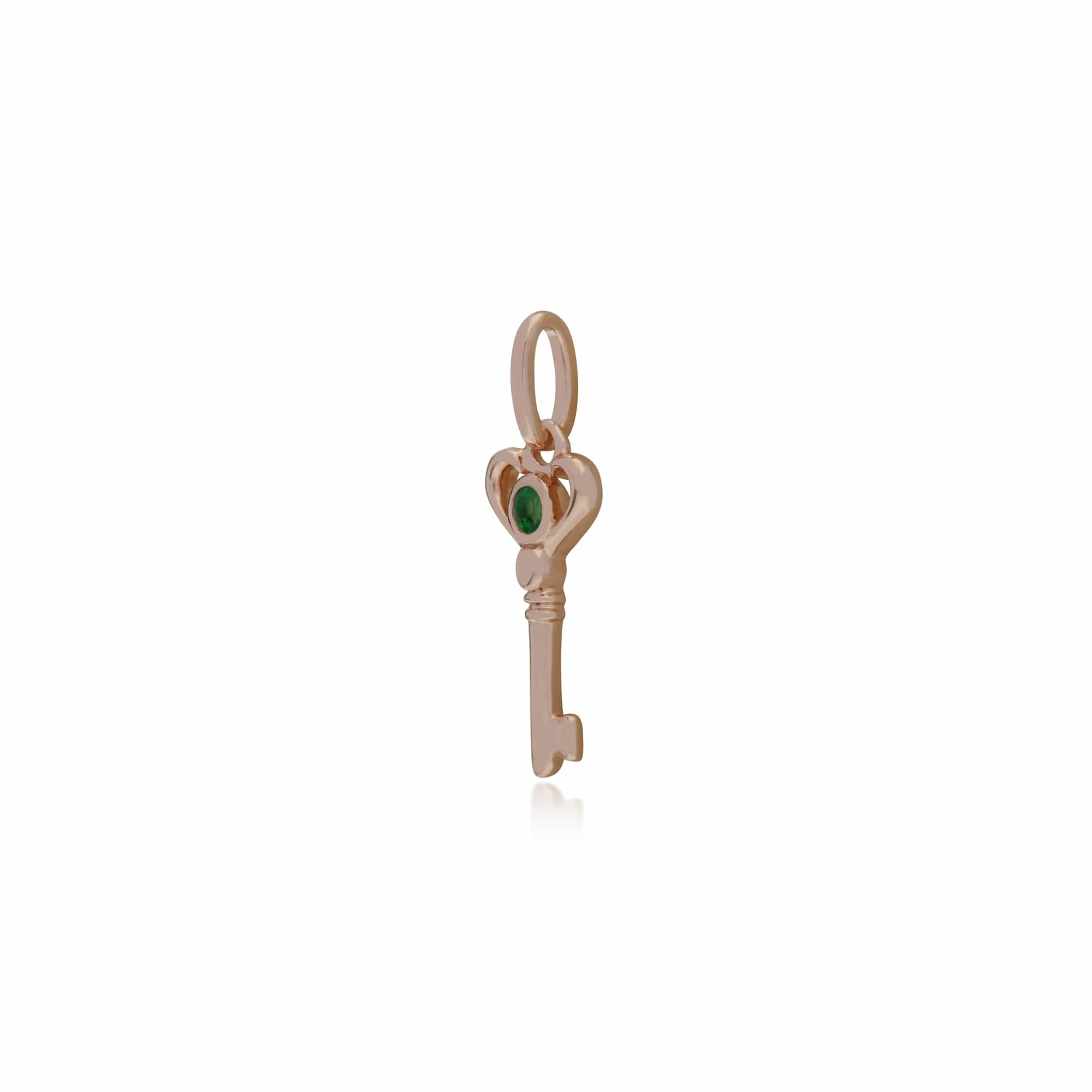 270P026303925 Rose Gold Plated Sterling Silver Emerald Small Key Charm 2