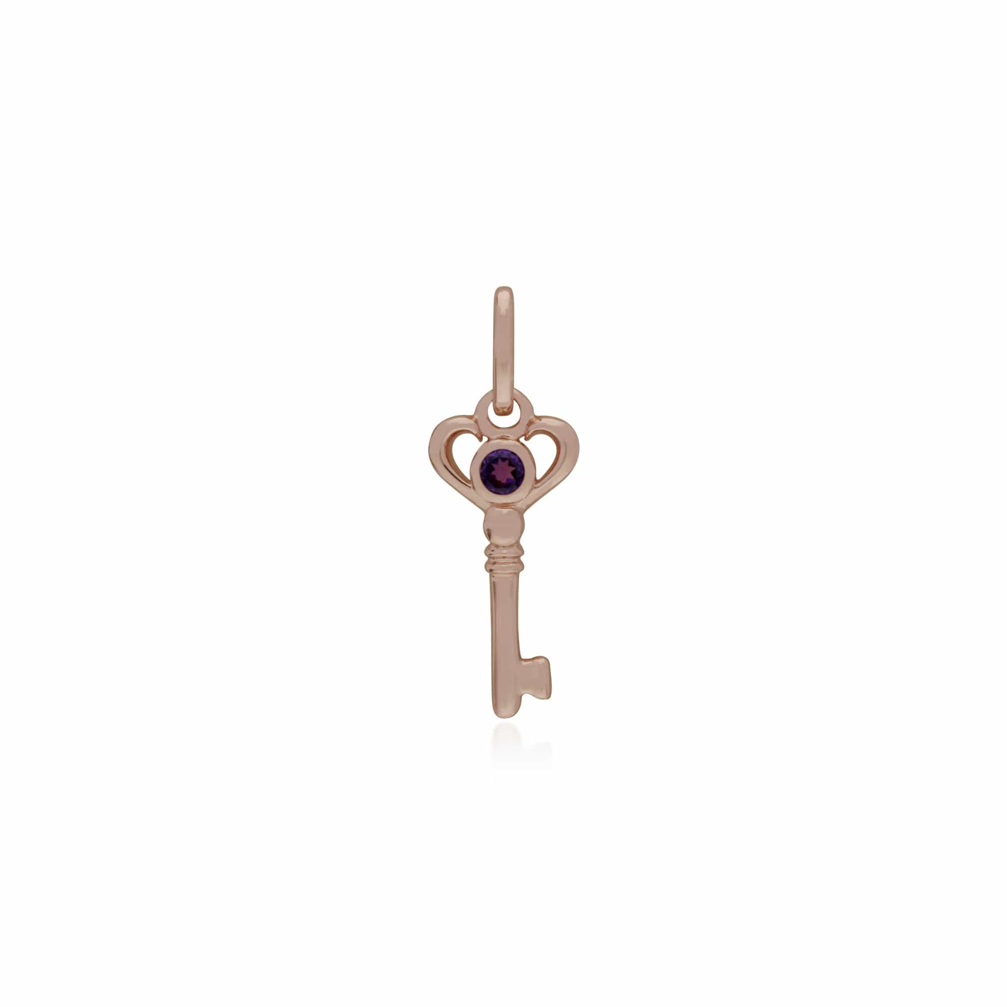 270P026304925 Rose Gold Plated Sterling Silver Amethyst Small Key Charm 1