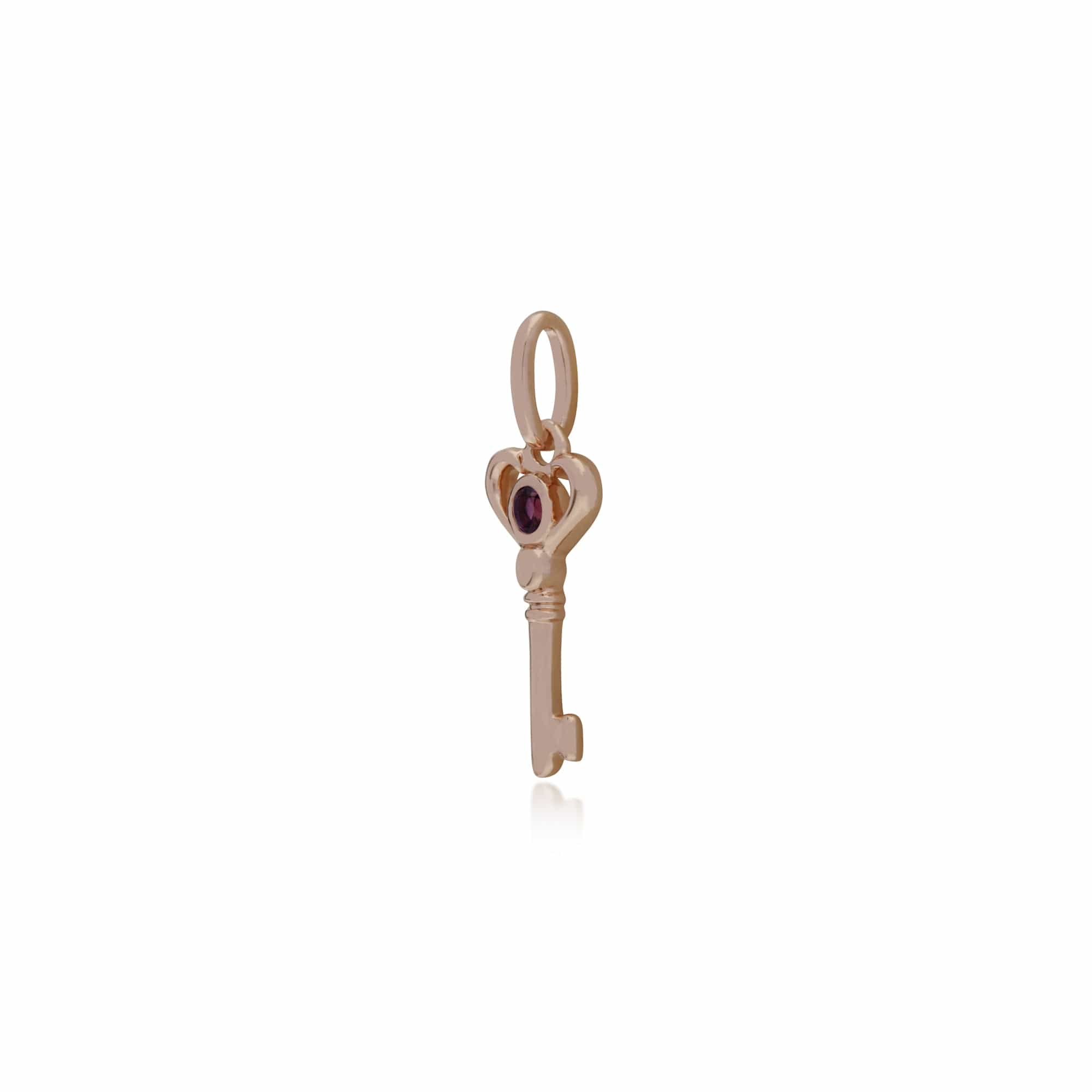 270P026304925 Rose Gold Plated Sterling Silver Amethyst Small Key Charm 2