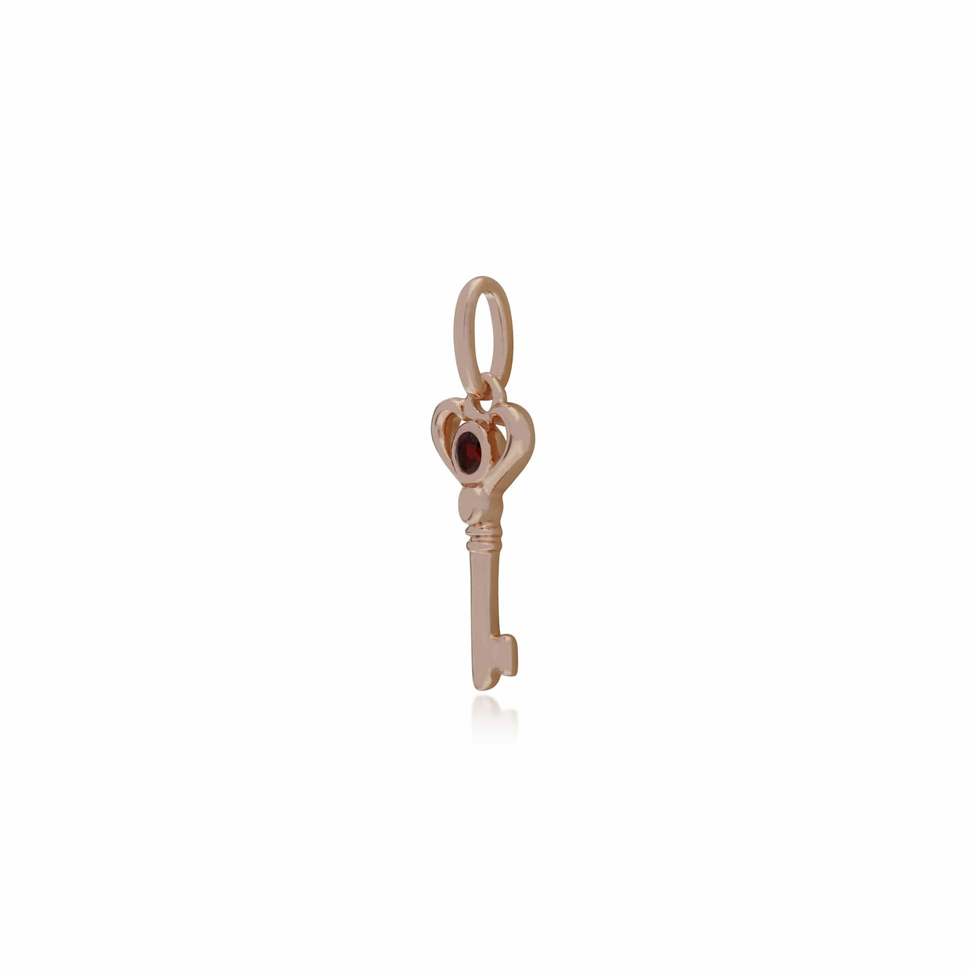 Gemondo Rose Gold Plated Sterling Silver Garnet Small Key Charm - Gemondo