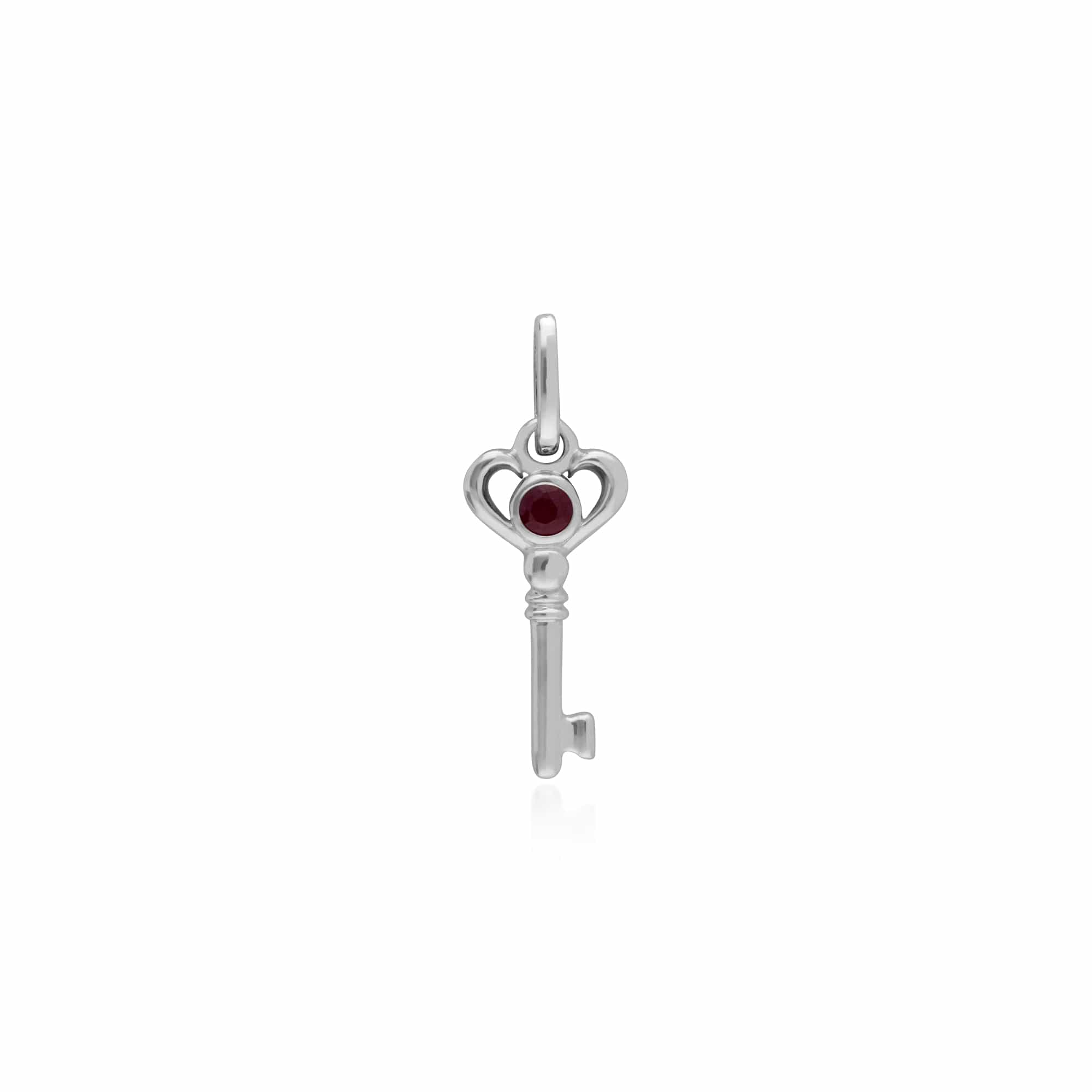 270P026402925-270P026601925 Classic Swirl Heart Lock Pendant & Ruby Key Charm in 925 Sterling Silver 2