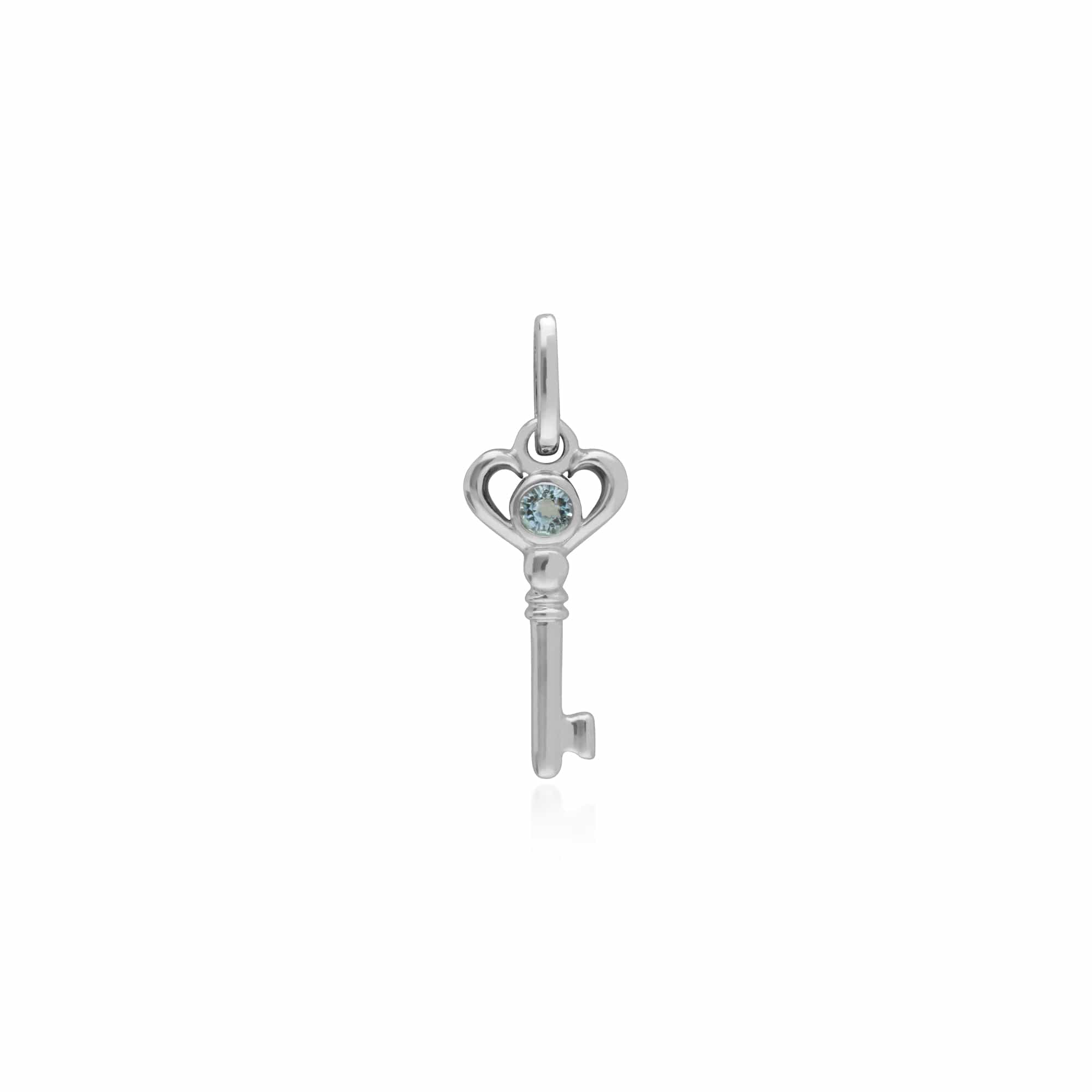 270P026408925-270P026601925 Classic Swirl Heart Lock Pendant & Aquamarine Key Charm in 925 Sterling Silver 2