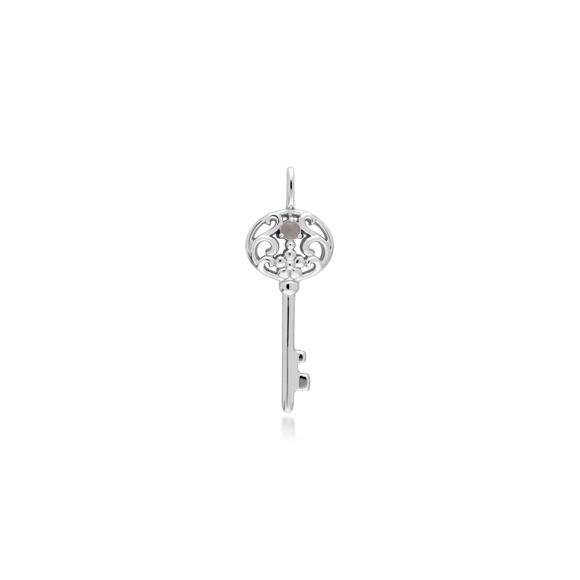 270P026804925-270P026601925 Classic Swirl Heart Lock Pendant & Rainbow Moonstone Big Key Charm in 925 Sterling Silver 2