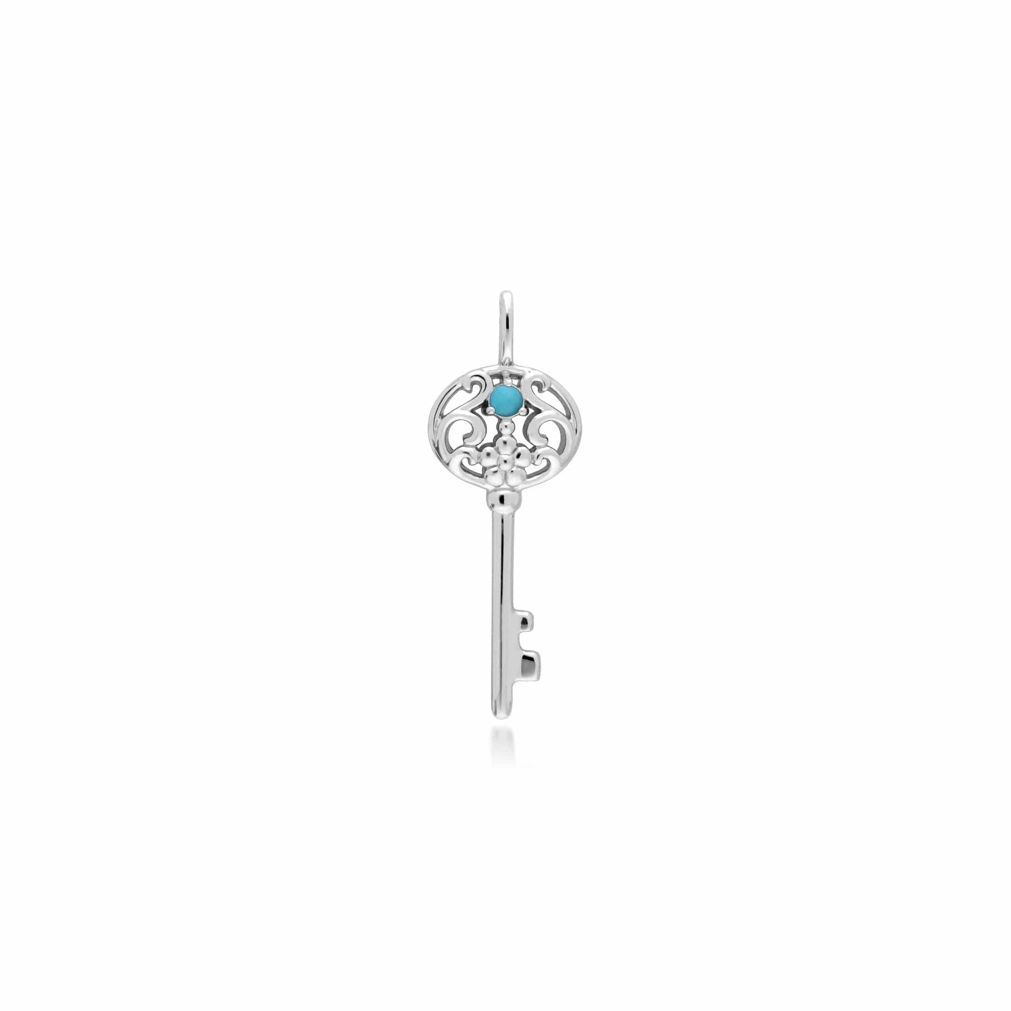 270P026805925-270P026601925 Classic Swirl Heart Lock Pendant & Turquoise Big Key Charm in 925 Sterling Silver 2