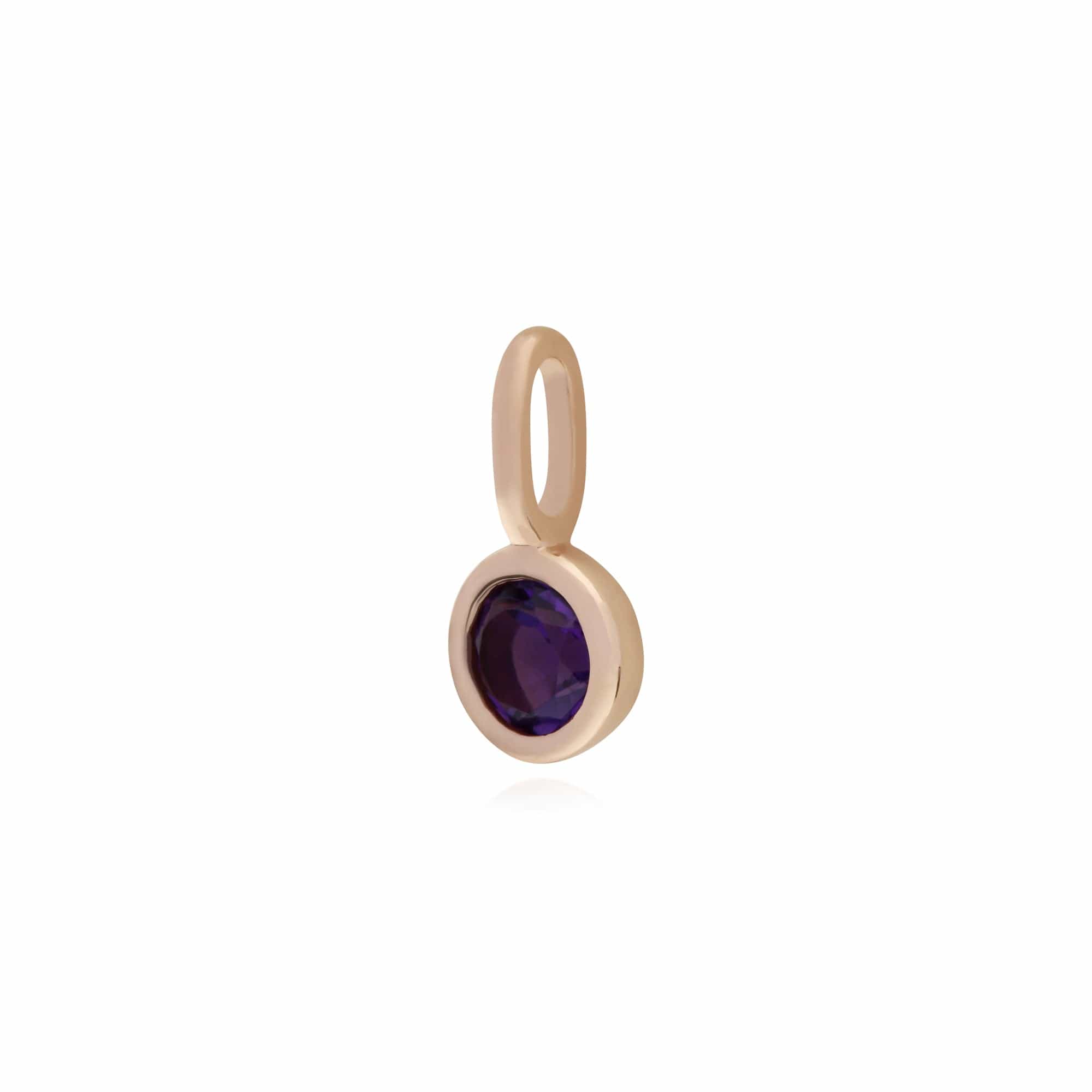 Classic Round Amethyst Charm in Rose Gold Plated 925 Sterling Silver