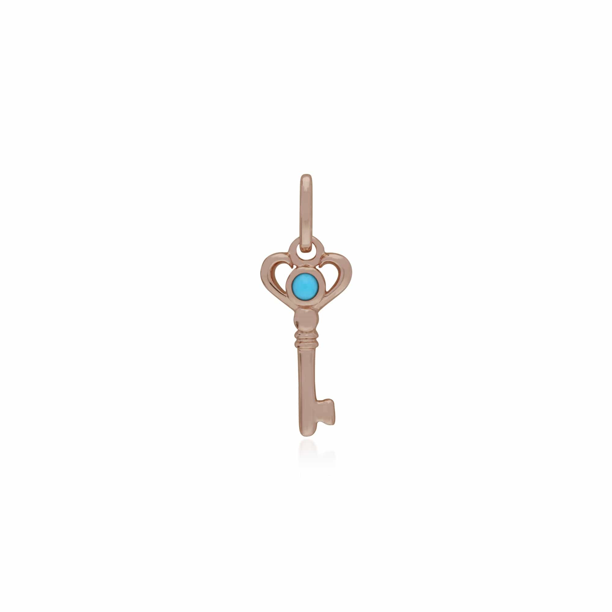 270P027402925-270P026501925 Classic Swirl Heart Lock Pendant & Turquoise Key Charm in Rose Gold Plated 925 Sterling Silver 2
