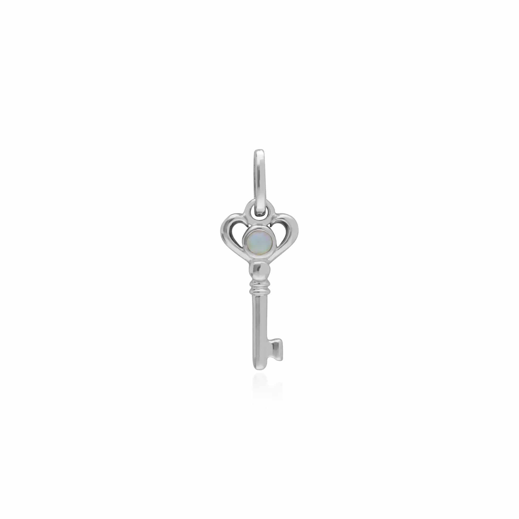 270P027502925-270P027001925 Classic Heart Lock Pendant & Rainbow Moonstone Key Charm in 925 Sterling Silver 2