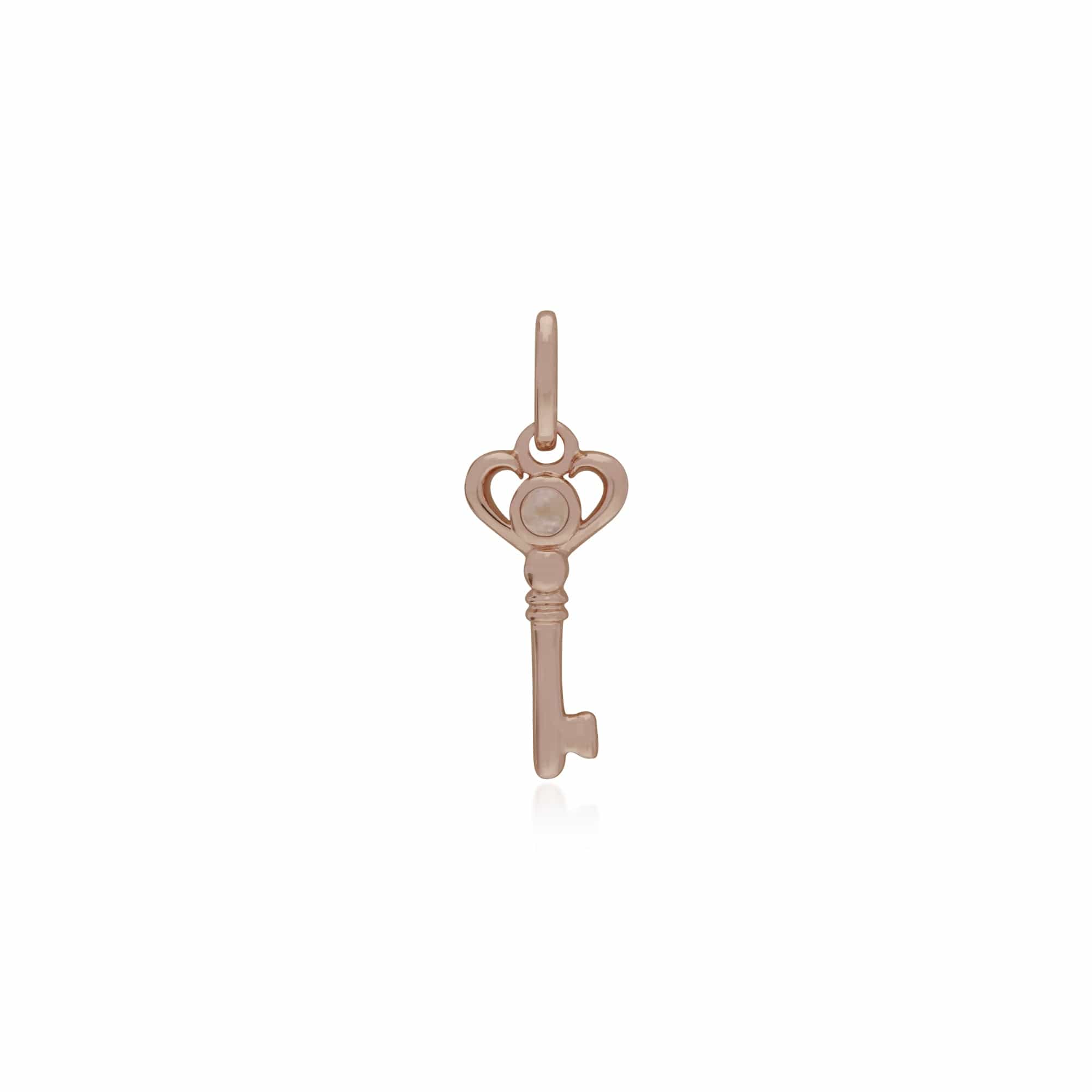 270P028601925-270P026501925 Classic Swirl Heart Lock Pendant & Rainbow Moonstone Key Charm in Rose Gold Plated 925 Sterling Silver 2