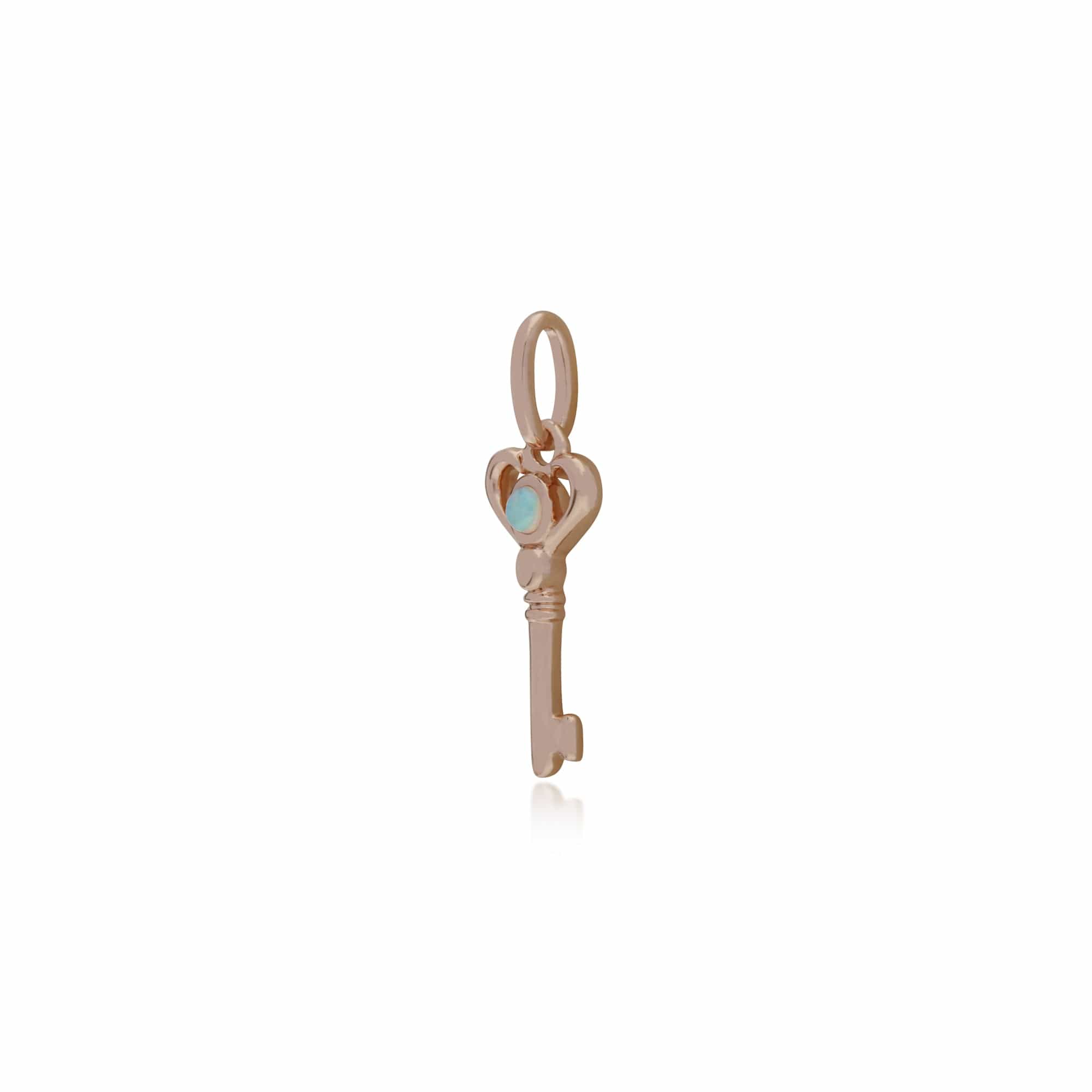 Rose Gold Plated Sterling Silver Opal Small Key Charm - Gemondo