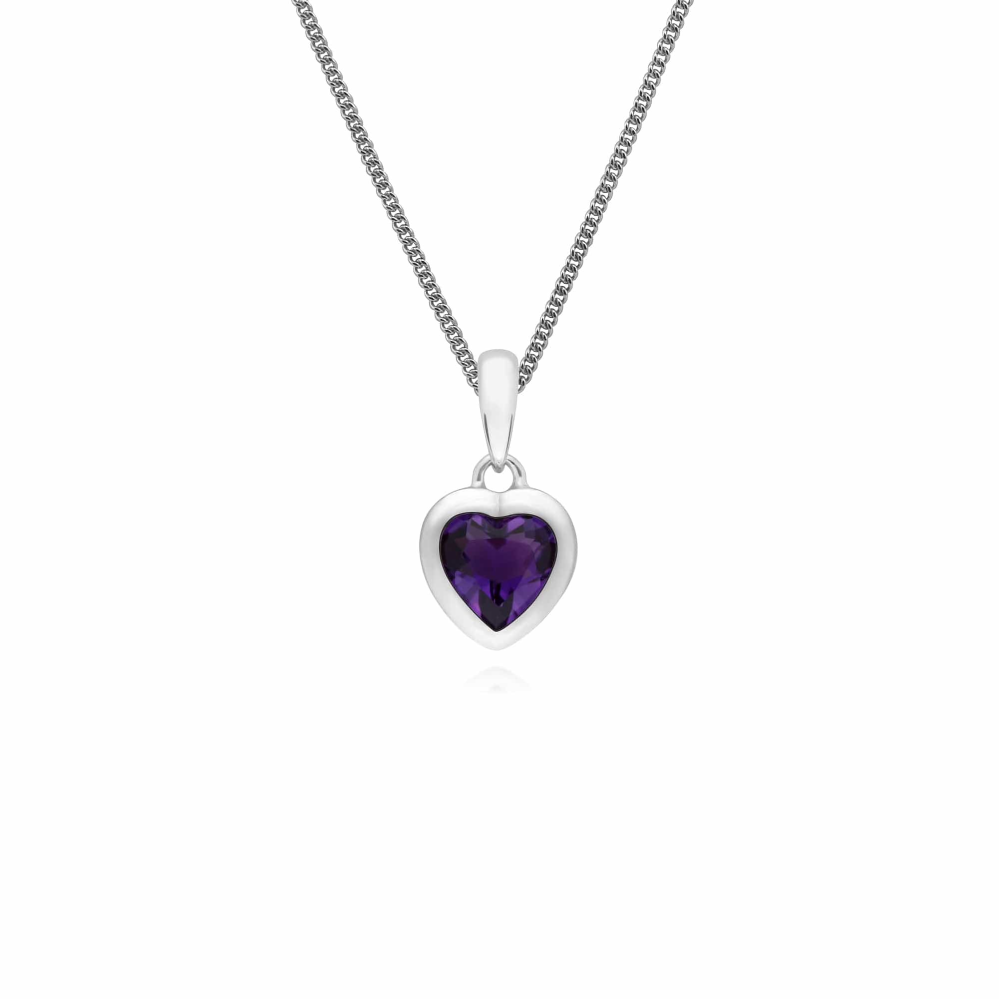 270P028701925 Essential Heart Shaped Amethyst Pendant in 925 Sterling Silver 1