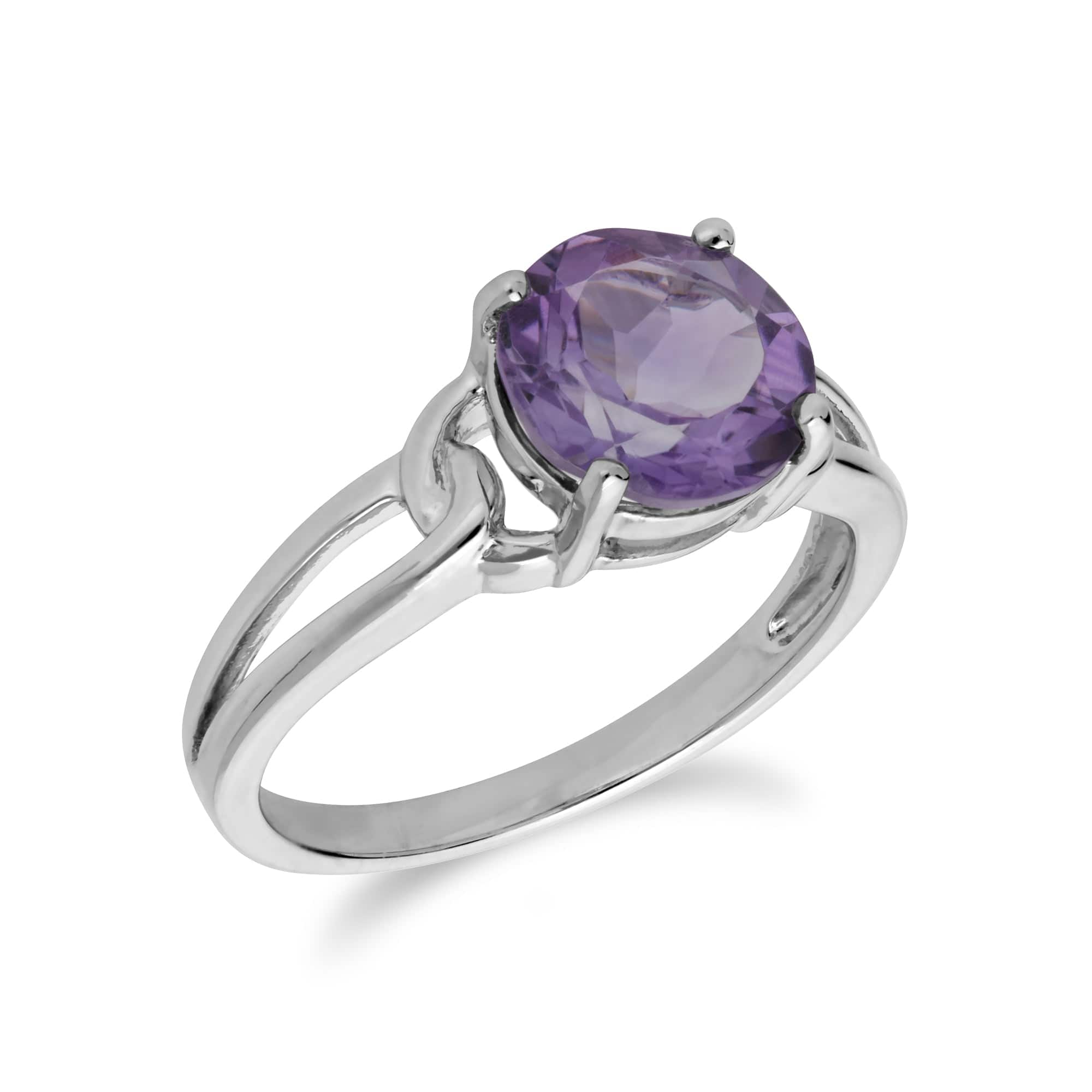 270R033104925 Classic Round Amethyst Split Shank Ring in 925 Sterling Silver 2