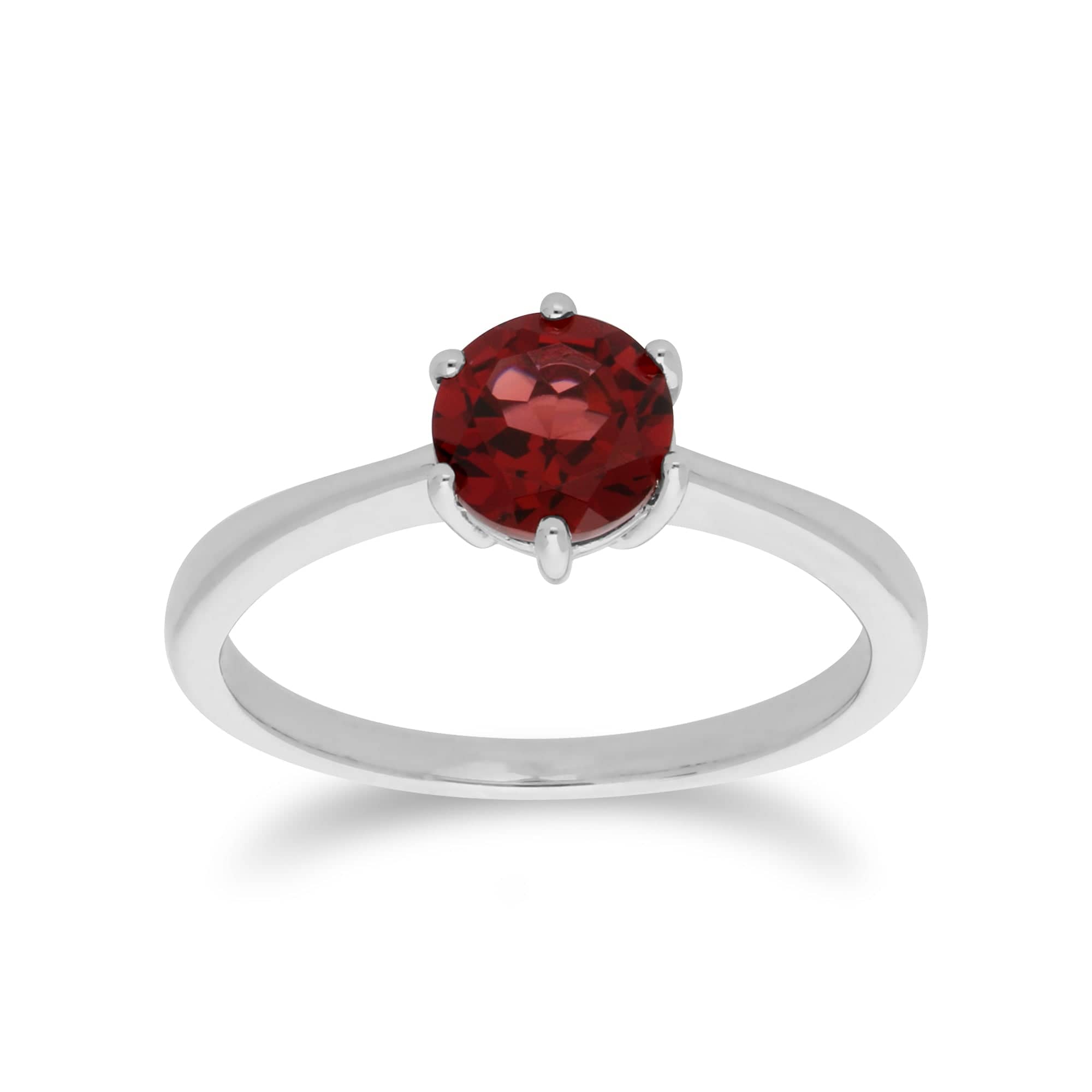 270R055603925 Classic Round Garnet Claw Set Single Stone Ring in 925 Sterling Silver 1