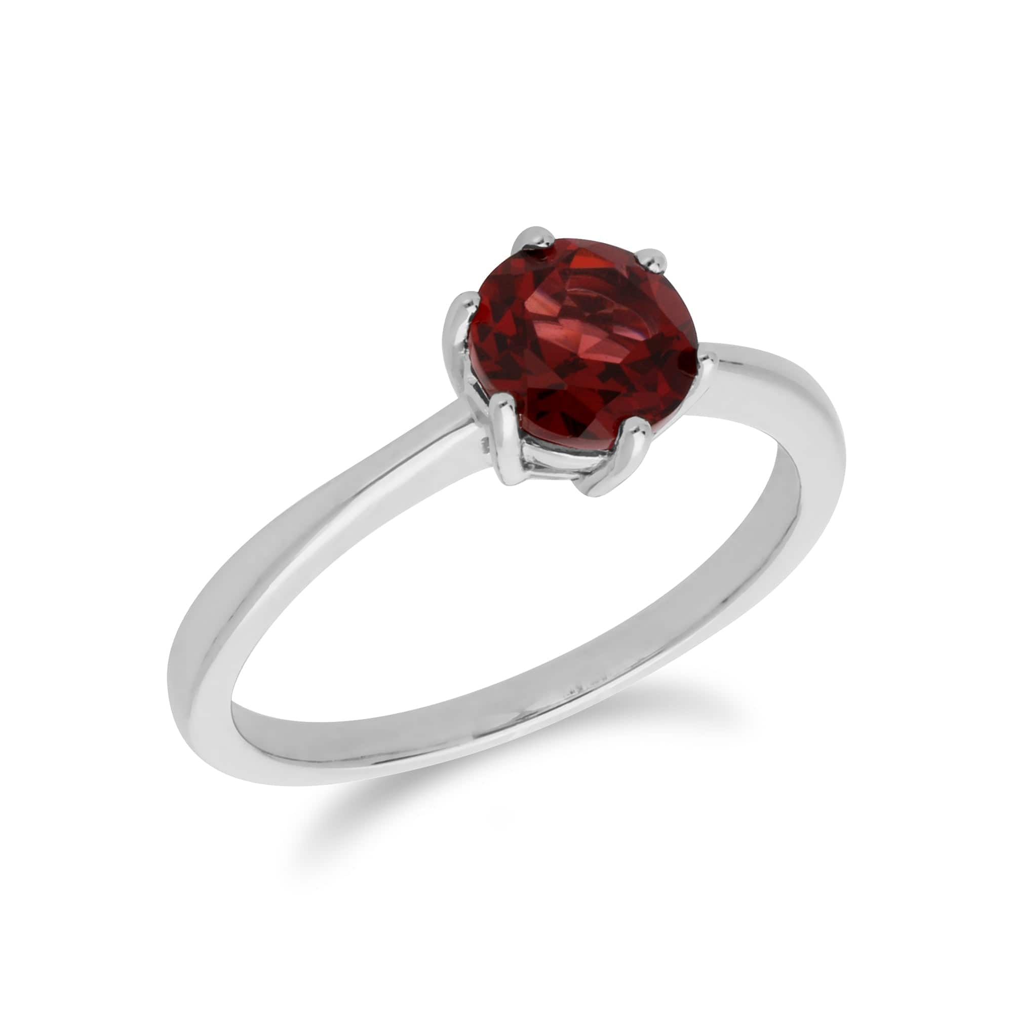 270R055603925 Classic Round Garnet Claw Set Single Stone Ring in 925 Sterling Silver 2