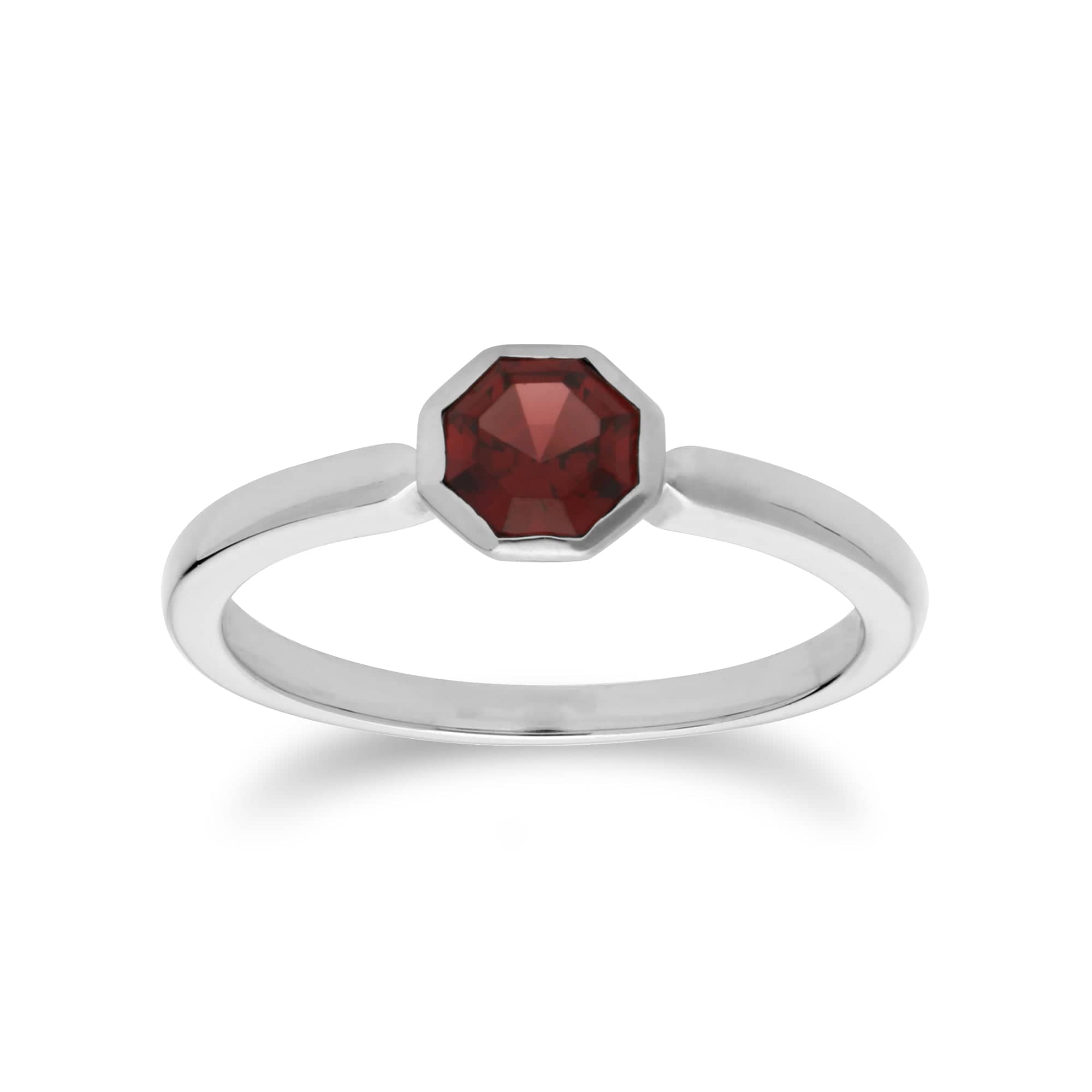 270R055702925 Geometric Hexagon Garnet  Ring in Sterling Silver 1