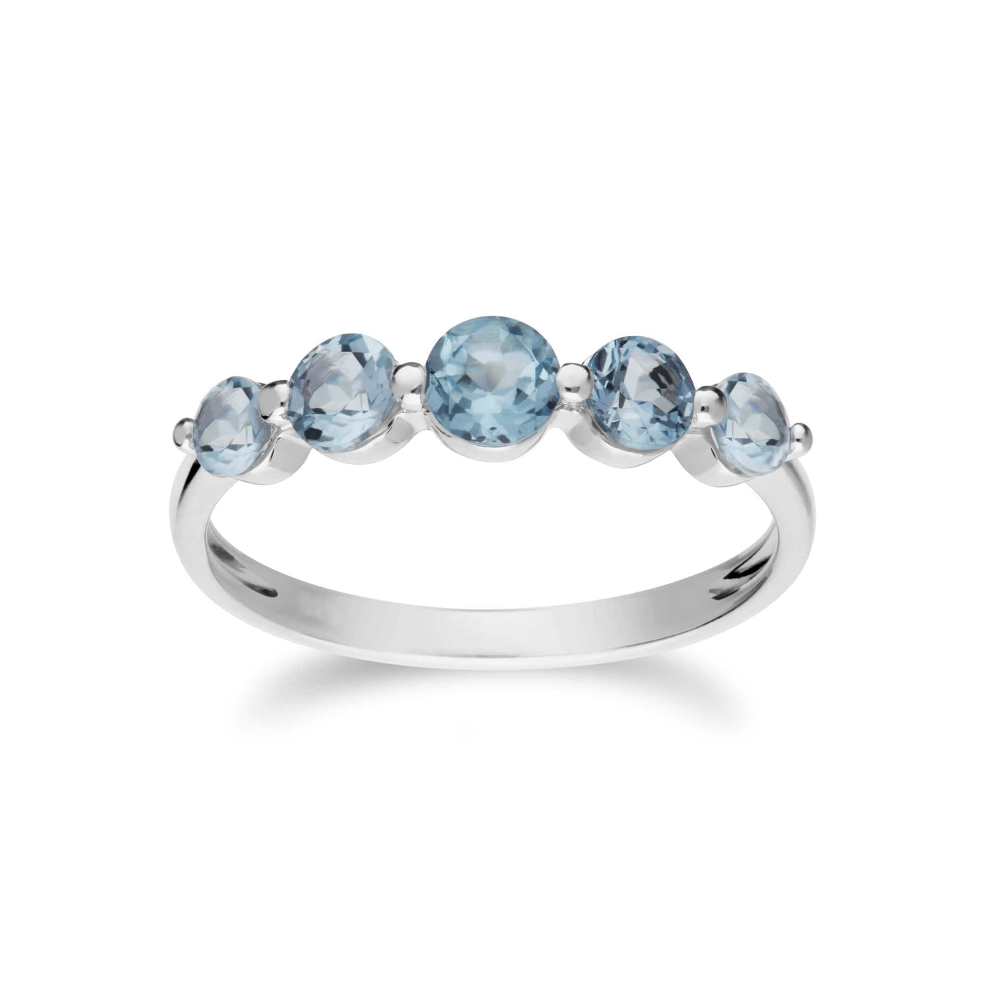 270R055901925 Essential Round Blue Topaz Five Stone Gradient Ring in 925 Sterling Silver 1