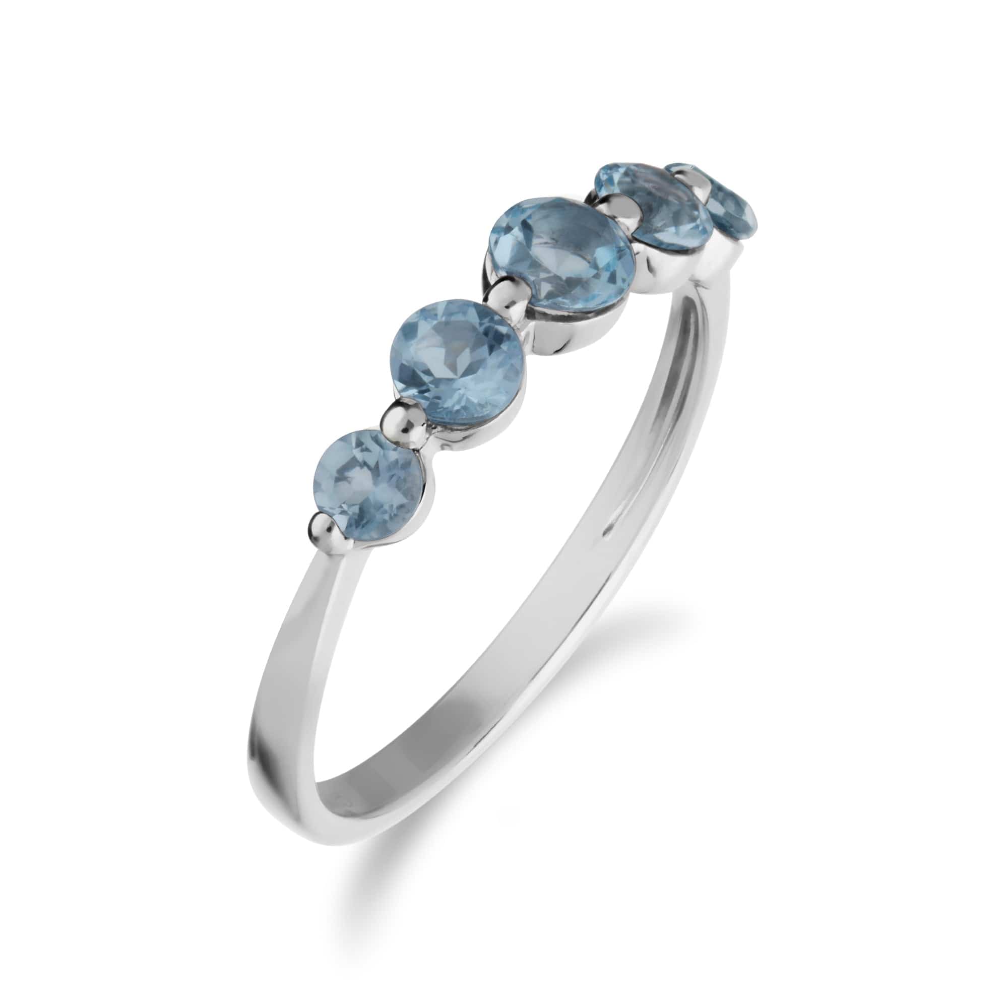 270R055901925 Essential Round Blue Topaz Five Stone Gradient Ring in 925 Sterling Silver 2