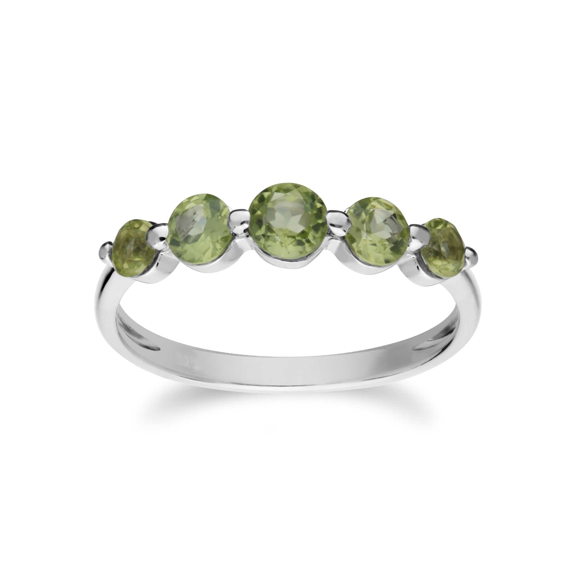 270R055904925 Essential Round Peridot Five Stone Gradient Ring in 925 Sterling Silver 1