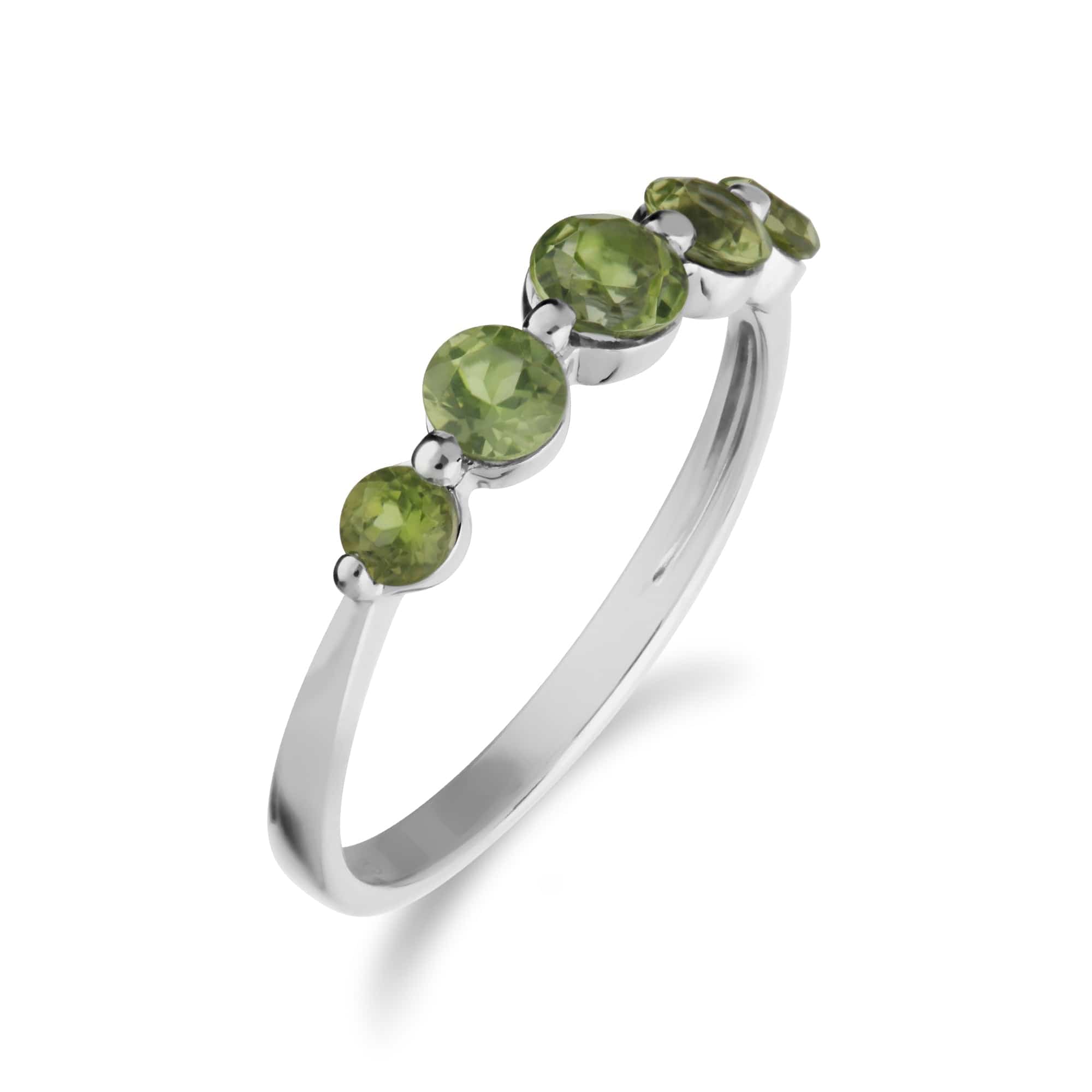 270R055904925 Essential Round Peridot Five Stone Gradient Ring in 925 Sterling Silver 2