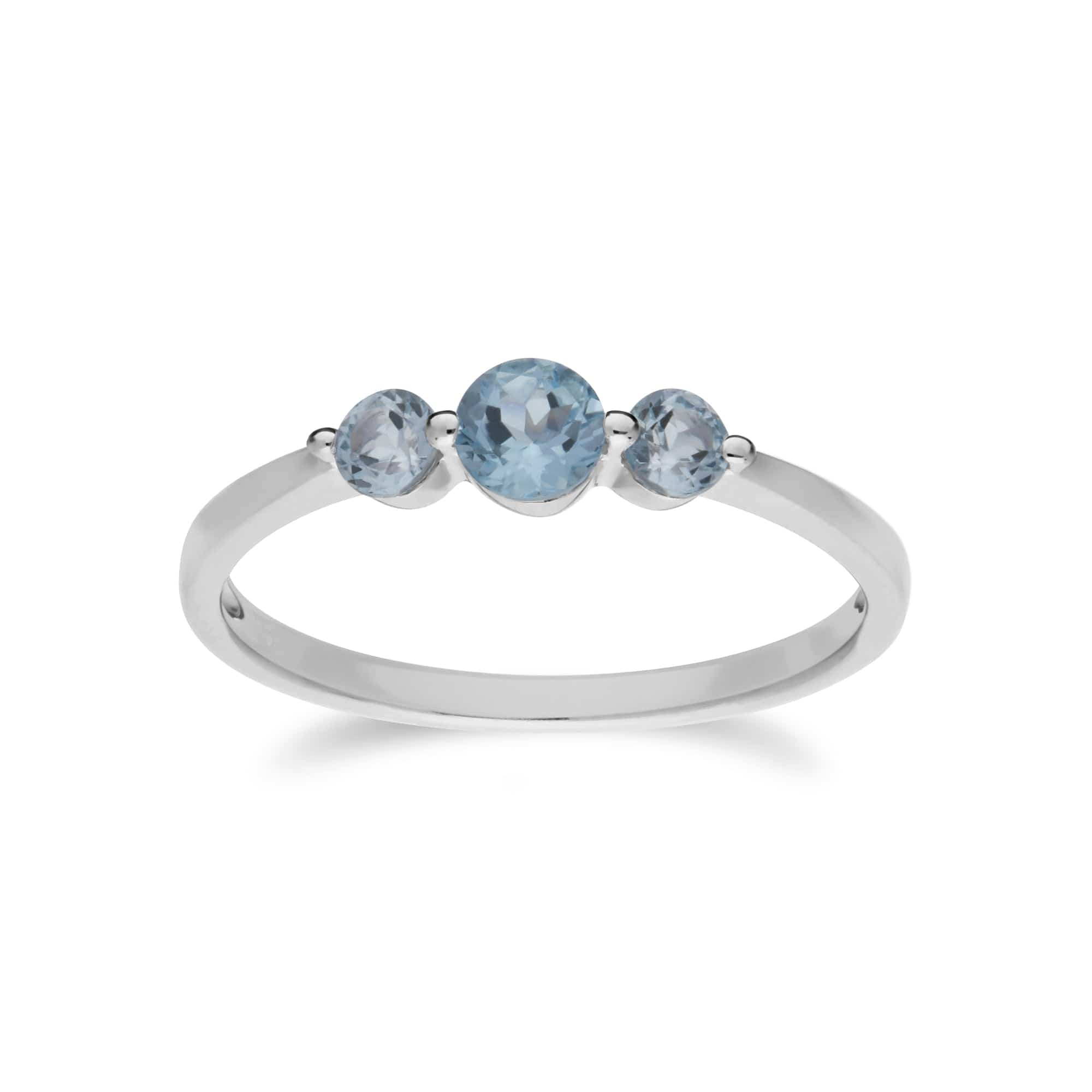 270R056001925 Essential Round Blue Topaz Three Stone Gradient Ring in 925 Sterling Silver 1