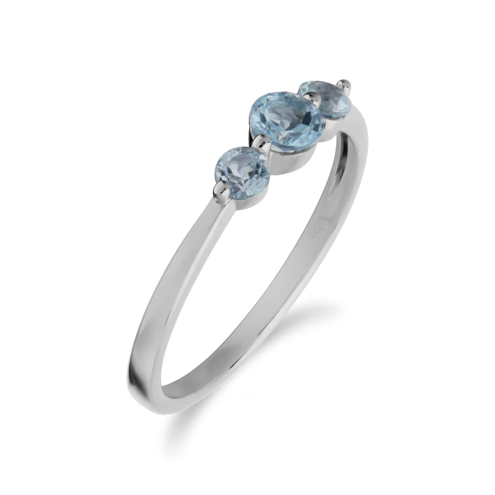 270R056001925 Essential Round Blue Topaz Three Stone Gradient Ring in 925 Sterling Silver 2