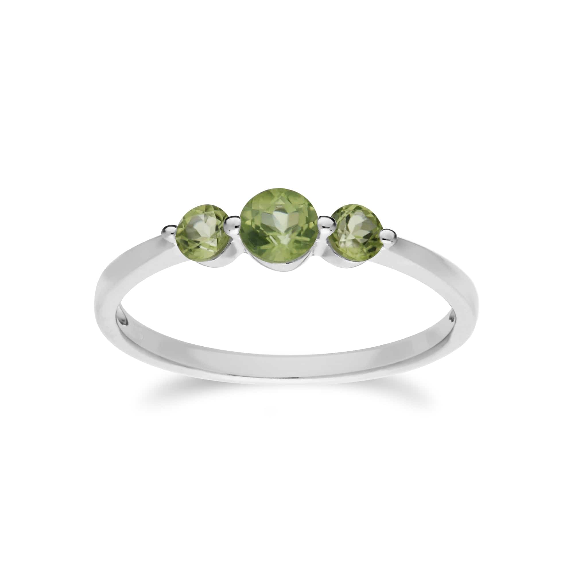 270R056004925 Essential Round Peridot Three Stone Gradient Ring in 925 Sterling Silver 1